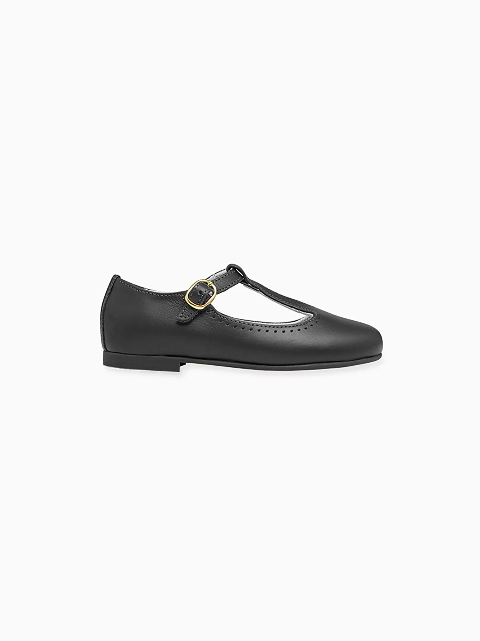 Black Leather Girl T-Bar Shoes - Image 5