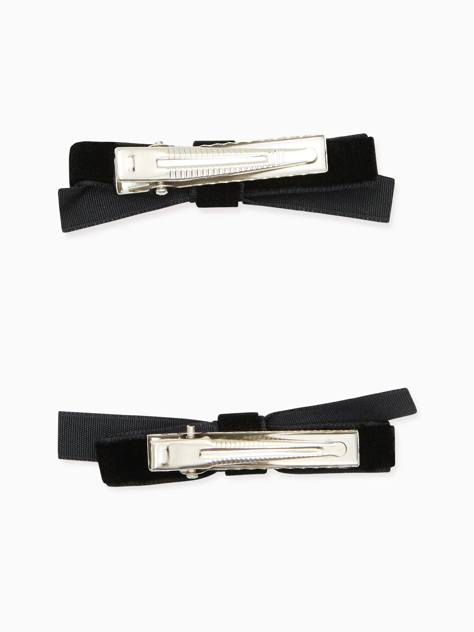 Black Small Bow Velvet Girl Clips Set 2 - Image 5