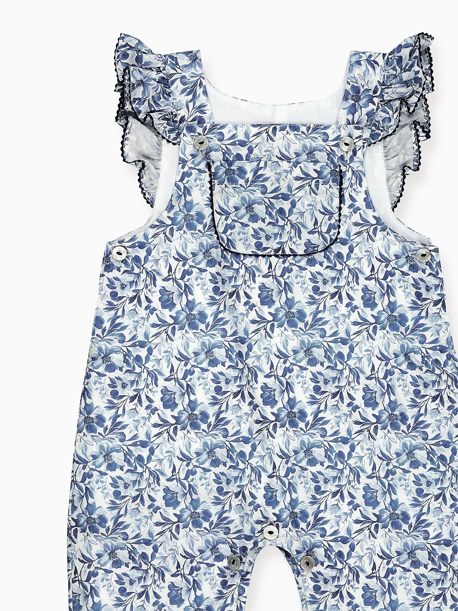 Blue Floral Nova Baby Girl Dungarees - Image 3