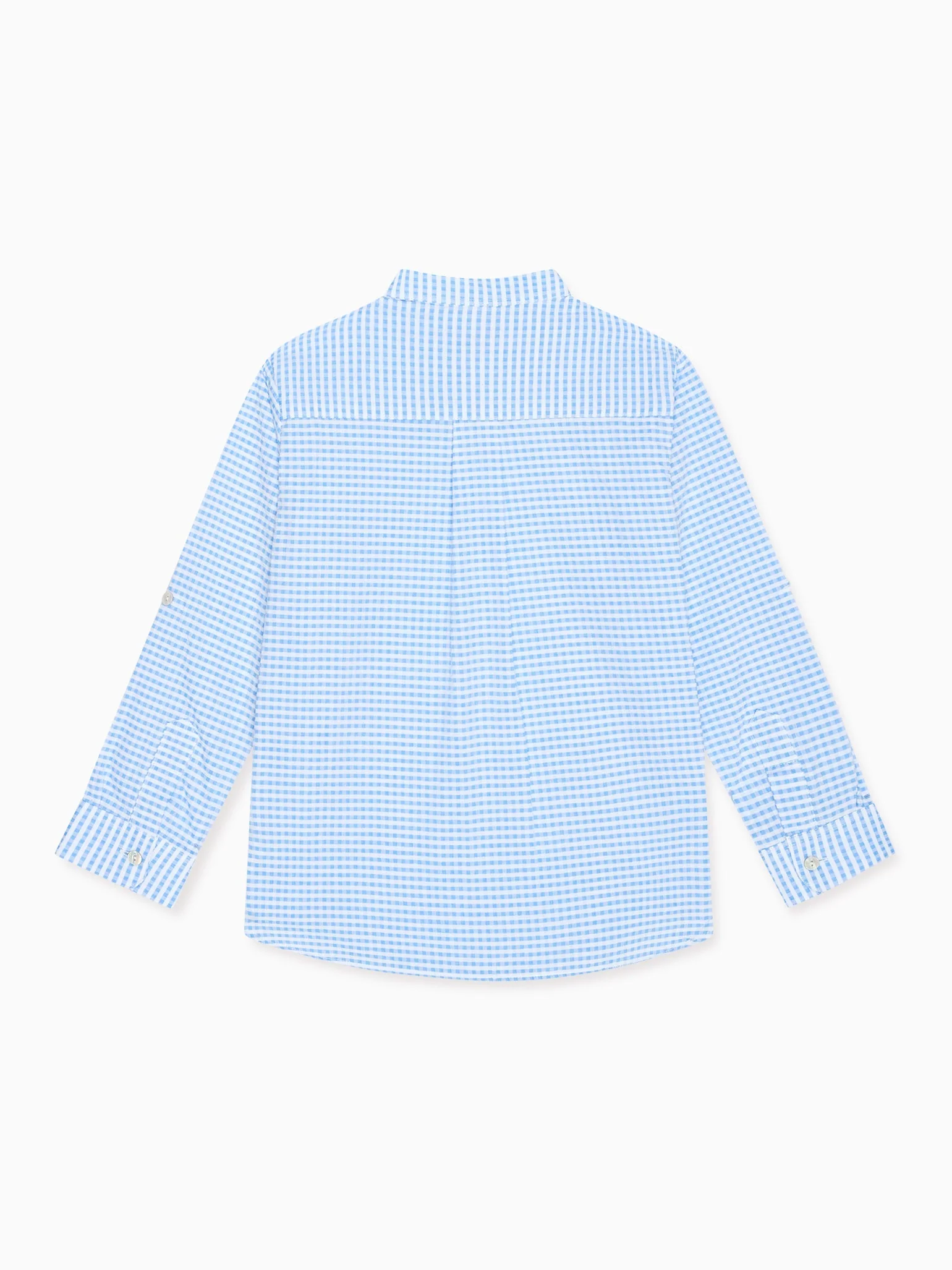 Blue Gingham Mateo Long Sleeve Boy Shirt - Image 3