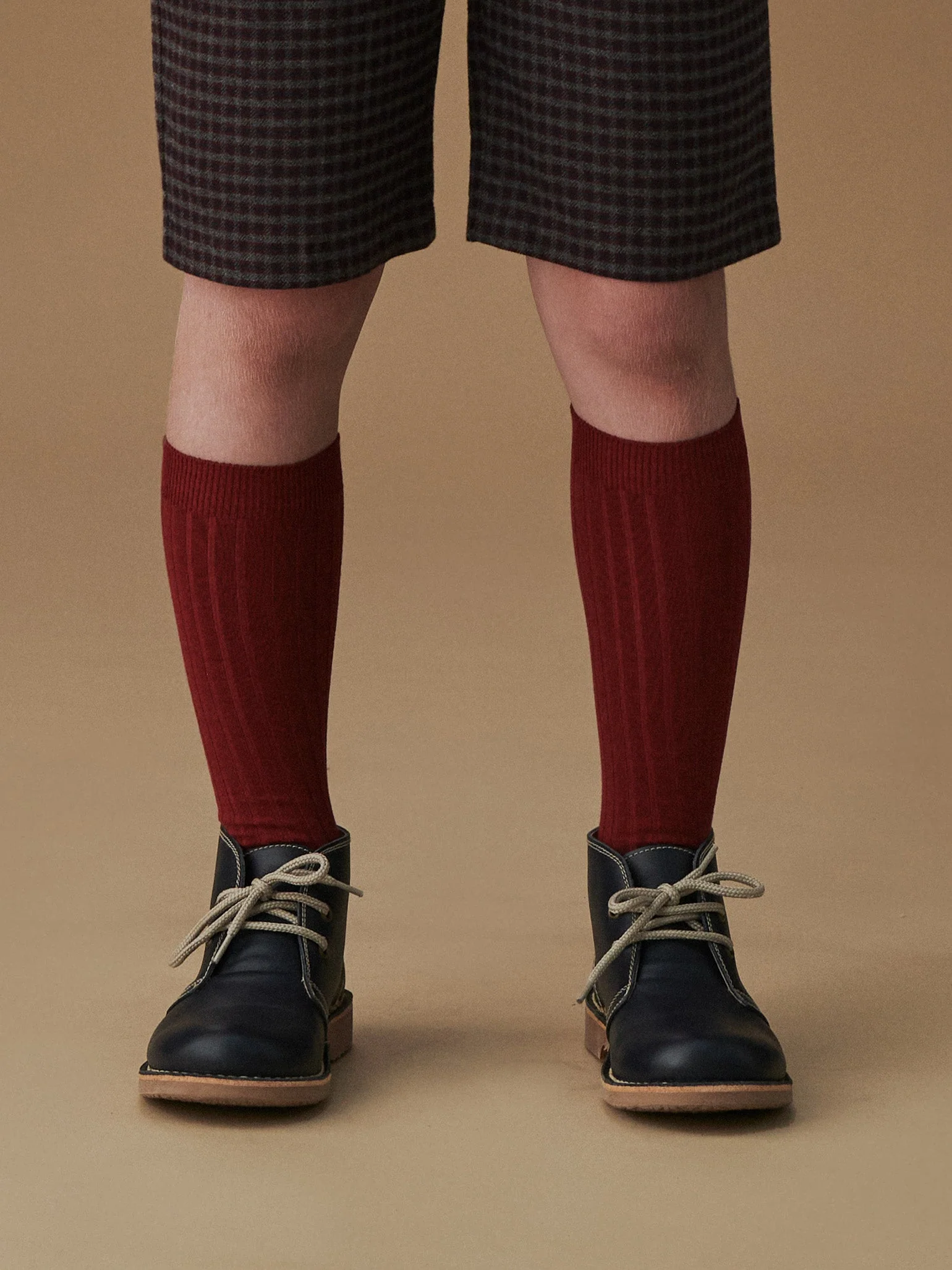 Burgundy Ribbed Knee High Kids Socks - Image 3