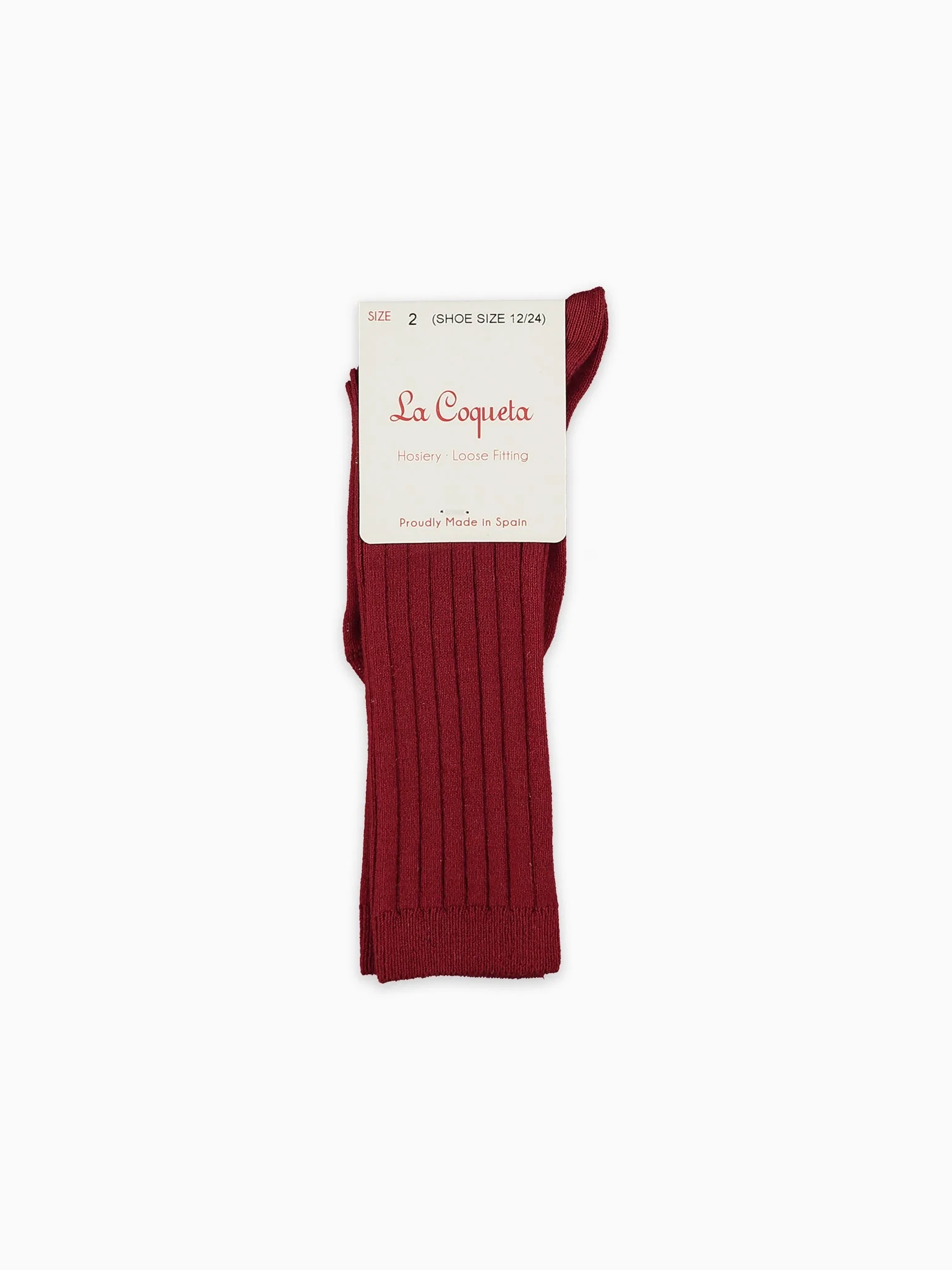 Burgundy Ribbed Knee High Kids Socks - Image 4