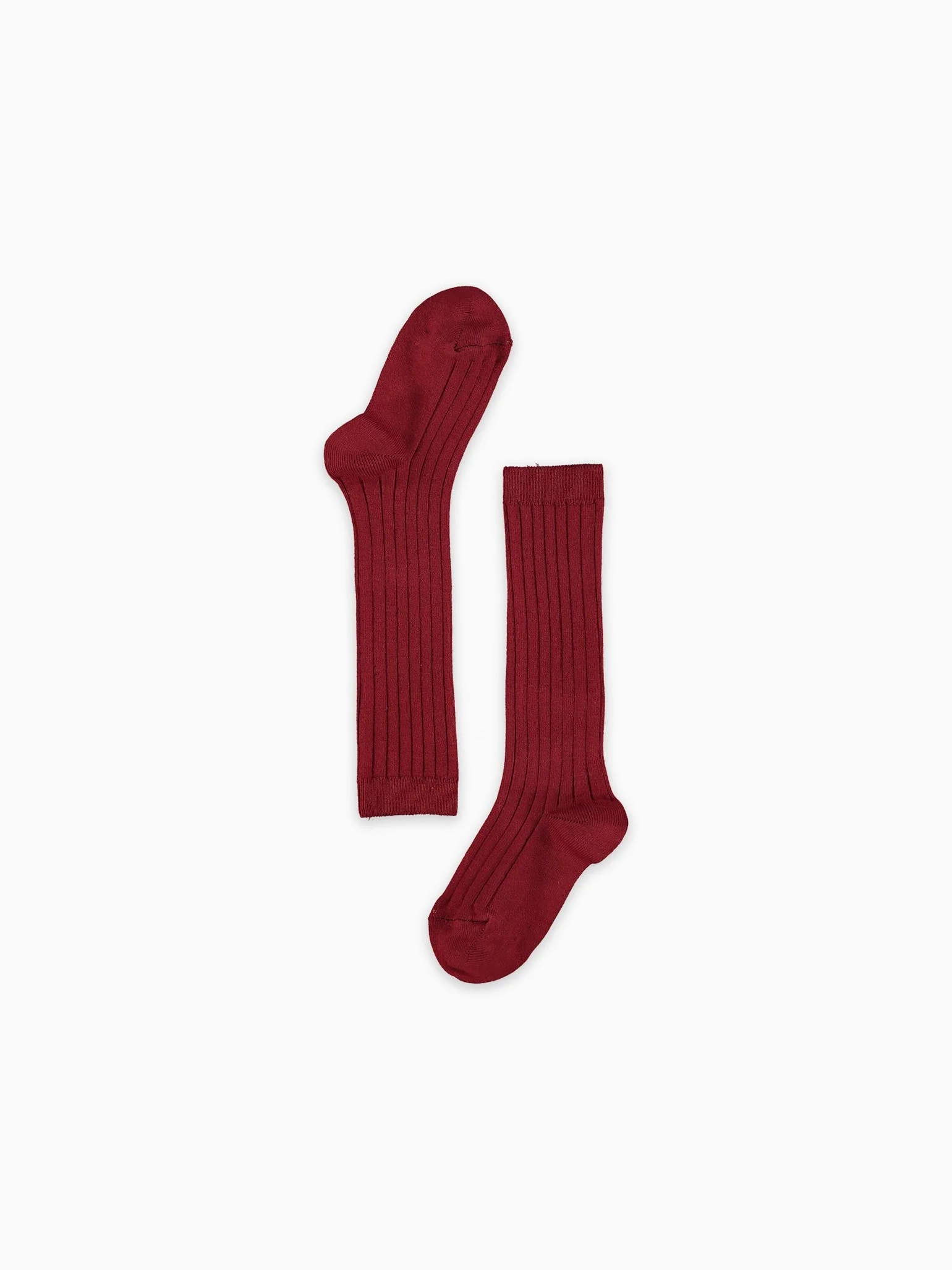 Burgundy Ribbed Knee High Kids Socks - Image 5