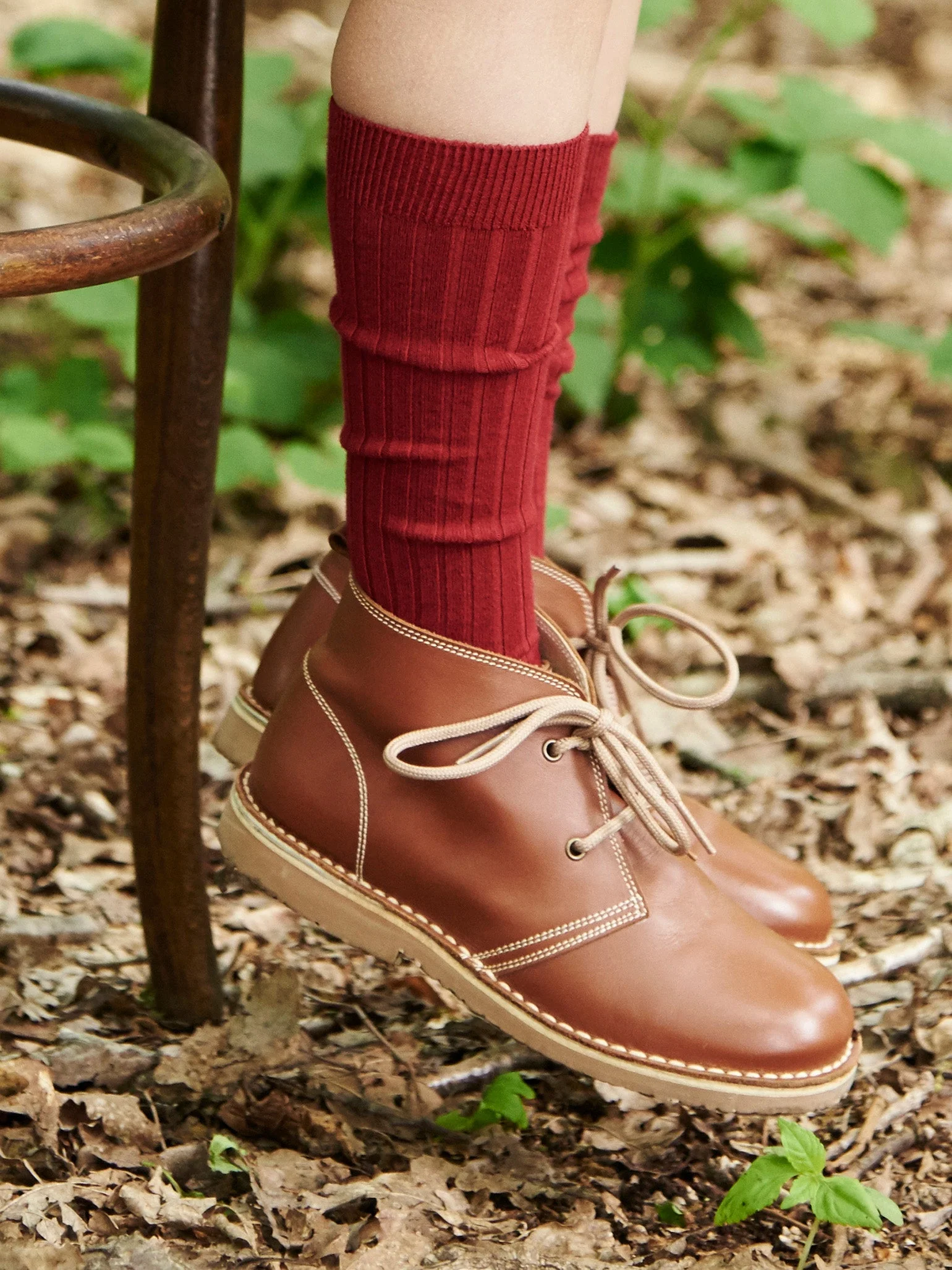 Burgundy Ribbed Knee High Kids Socks - Image 7