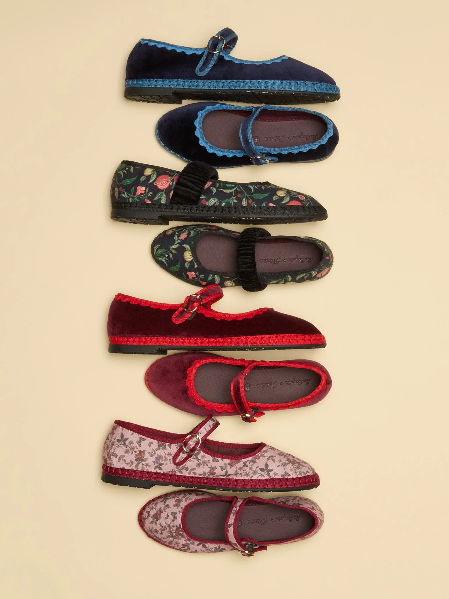 Flabelus x La Coqueta Girl Burgundy Velvet Girl Mary Jane Shoes - Image 7