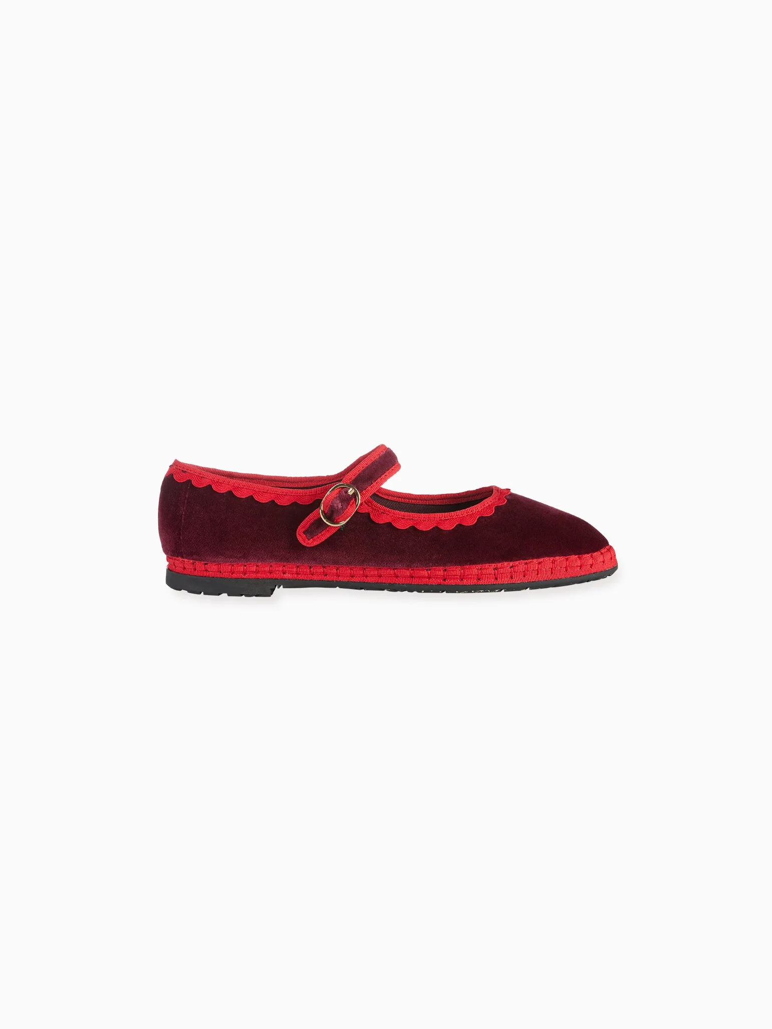 Flabelus x La Coqueta Woman Burgundy Velvet Mary Jane Shoes - Image 5