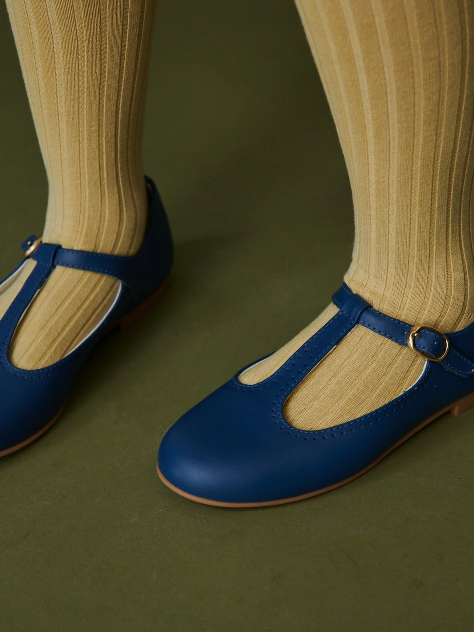 Cobalt Leather Girl T-Bar Shoes - Image 3