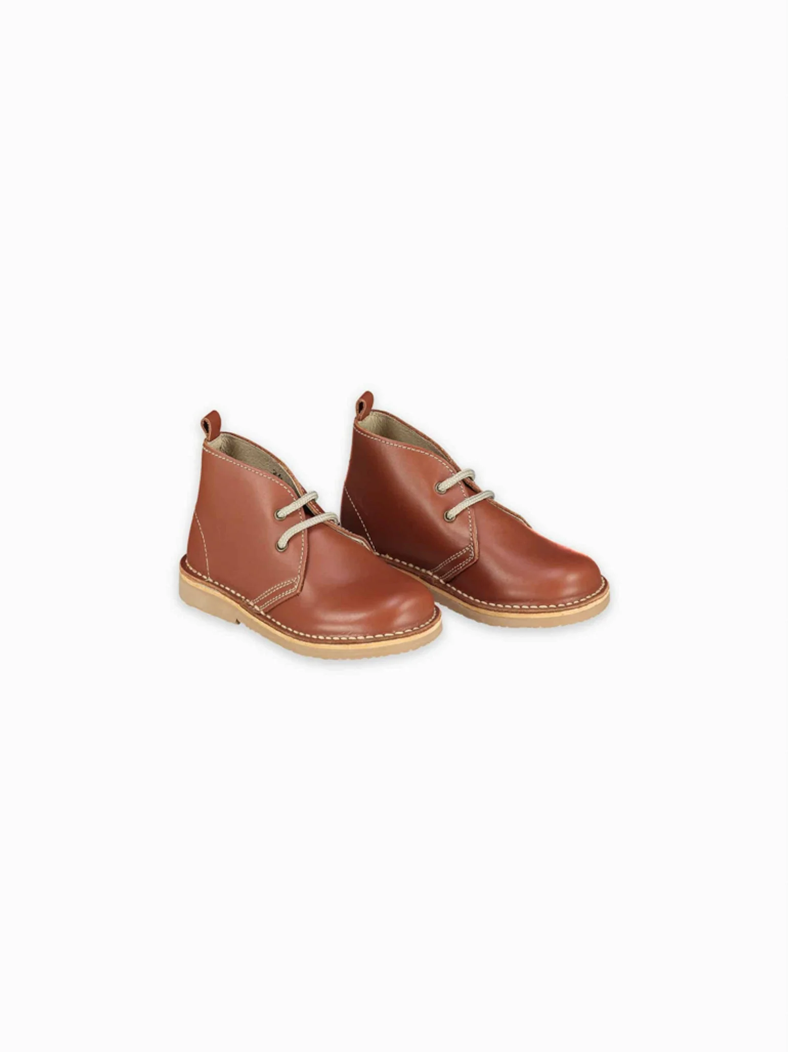 Dark Tan Leather Kids Desert Boots - Image 4
