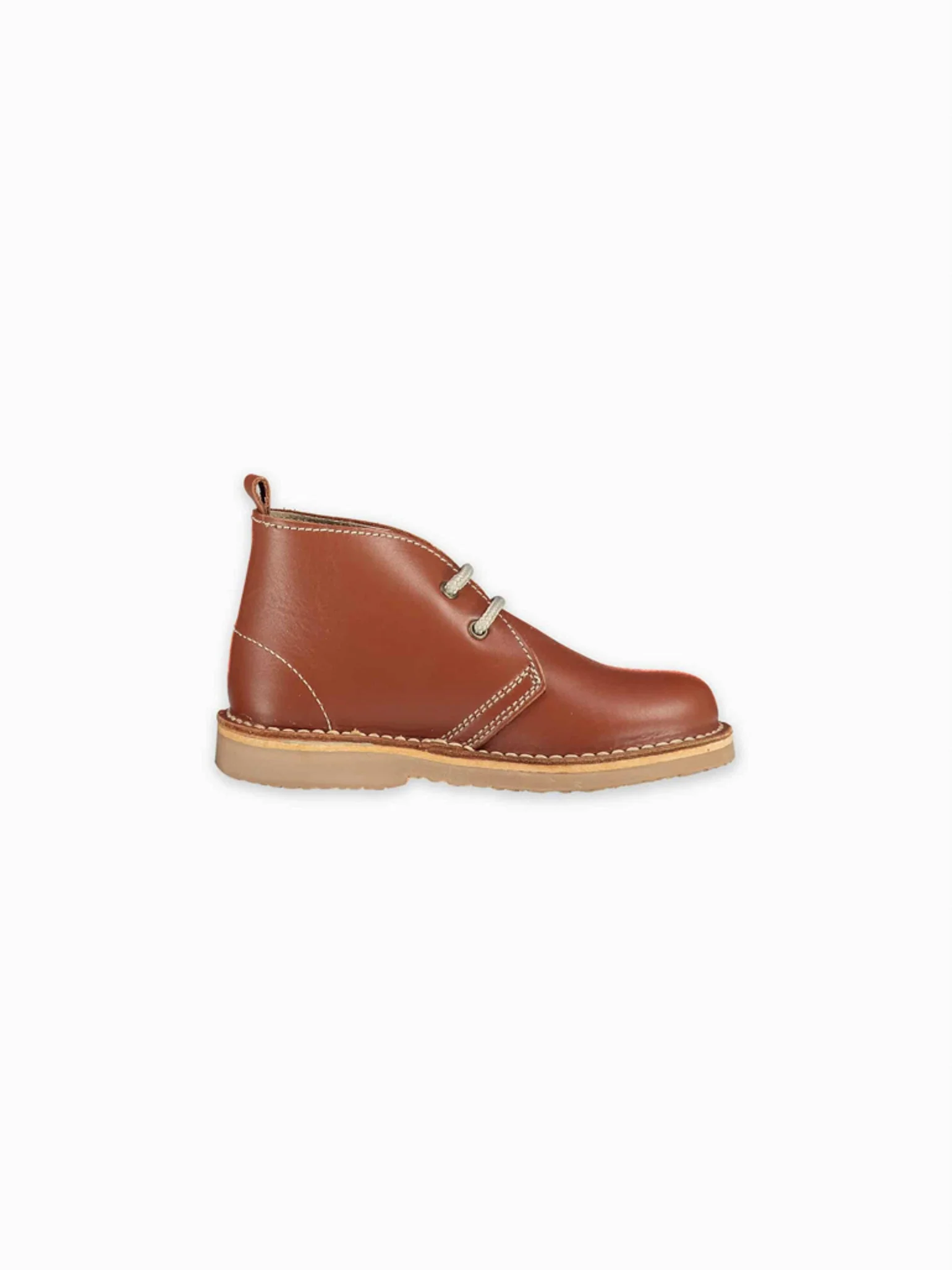 Dark Tan Leather Kids Desert Boots - Image 5