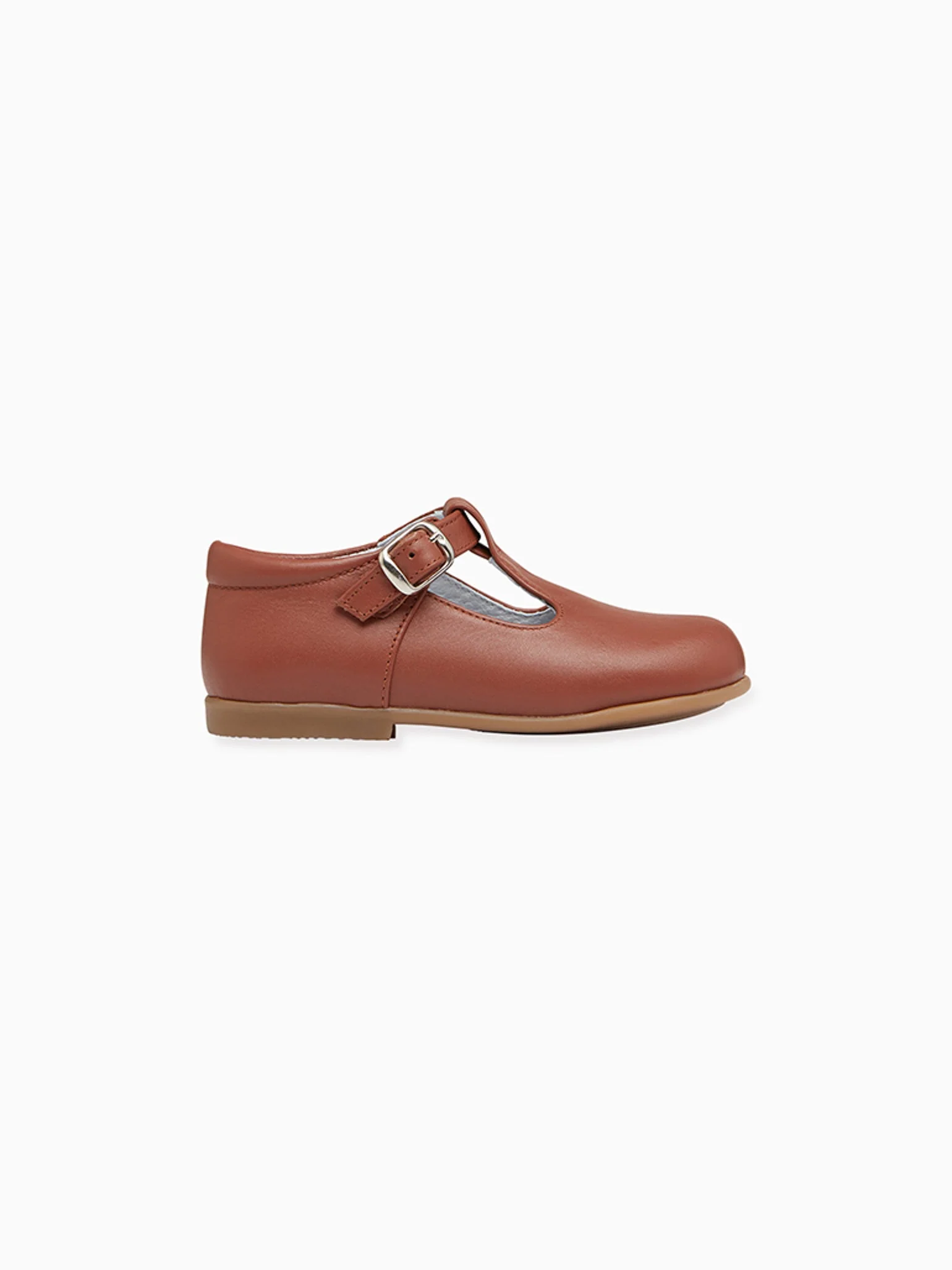 Dark Tan Leather Toddler T-Bar Shoes - Image 5