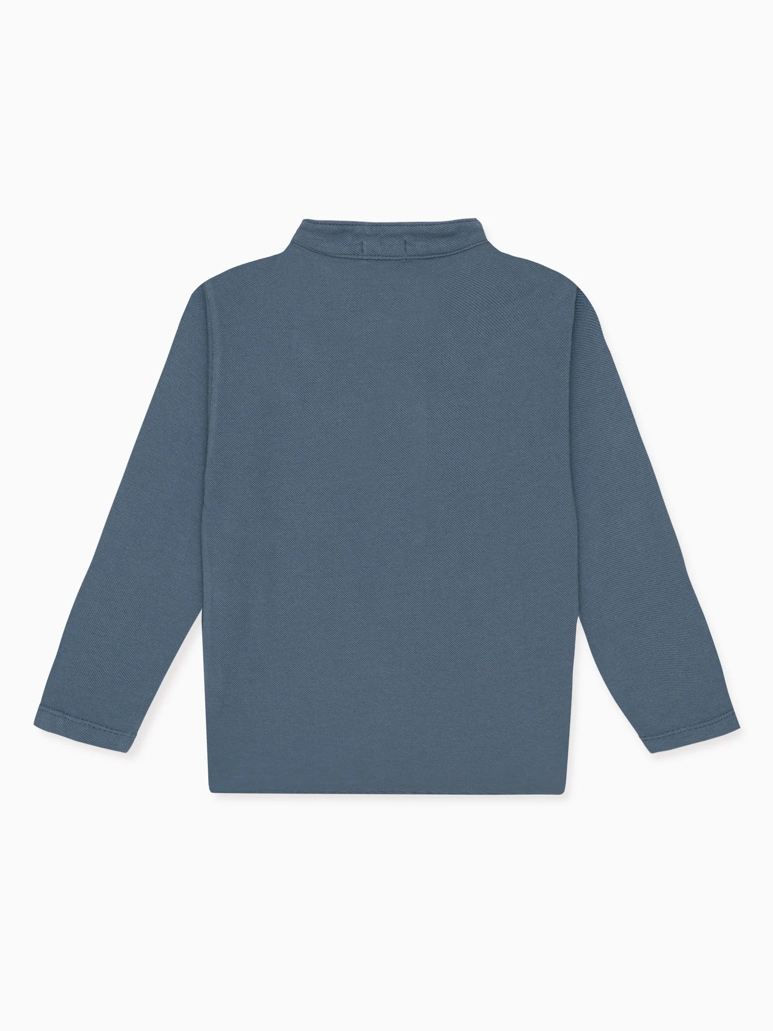 Dusty Blue Alcomo Long Sleeve Boy Polo Shirt - Image 4