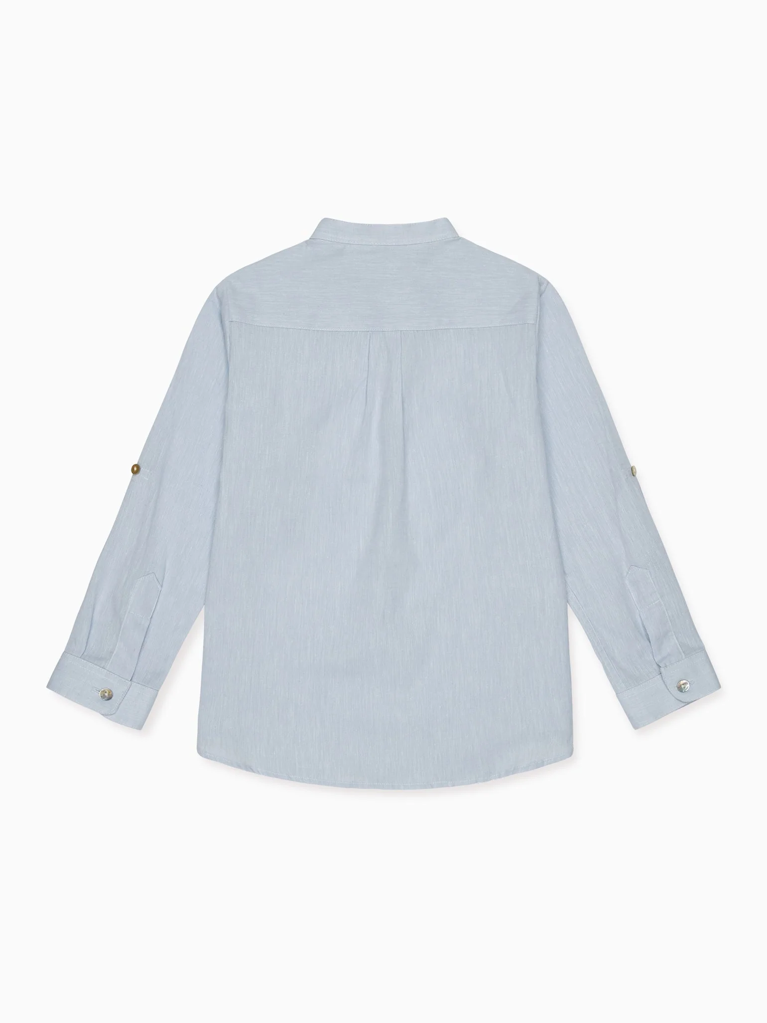 Dusty Blue Jazmin Linen Mix Long Sleeve Boy Shirt - Image 5