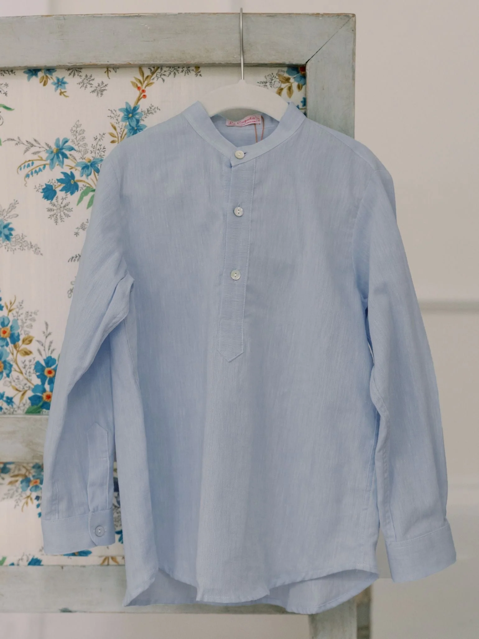Dusty Blue Jazmin Linen Mix Long Sleeve Boy Shirt - Image 6