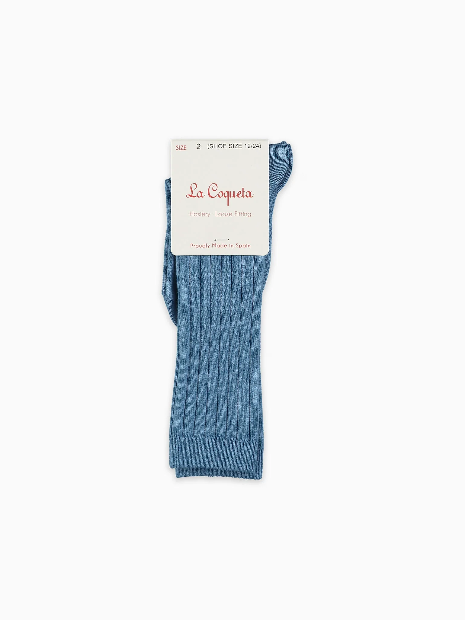 Dusty Blue Ribbed Knee High Kids Socks - Image 4