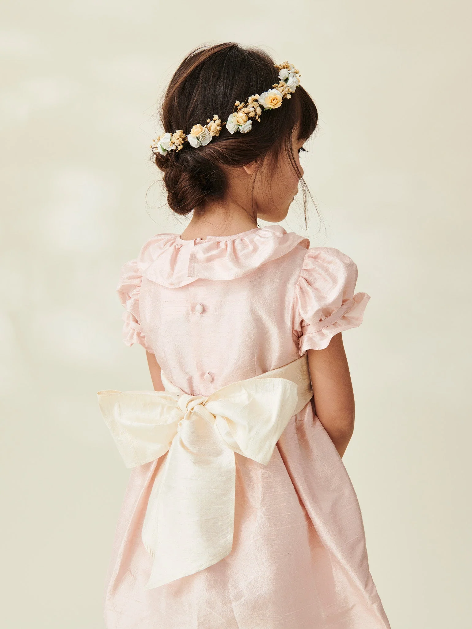 Dusty Pink Azalea Ceremony Girl Silk Dress - Image 3