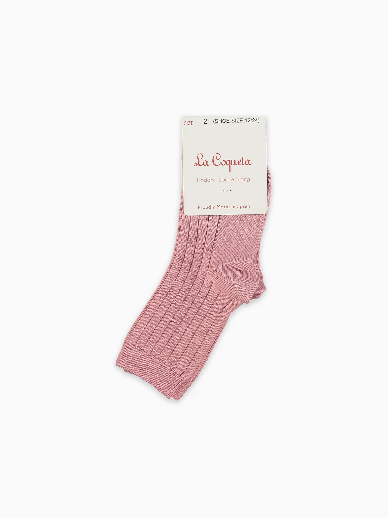 Dusty Pink Ribbed Short Girl Socks - Image 3