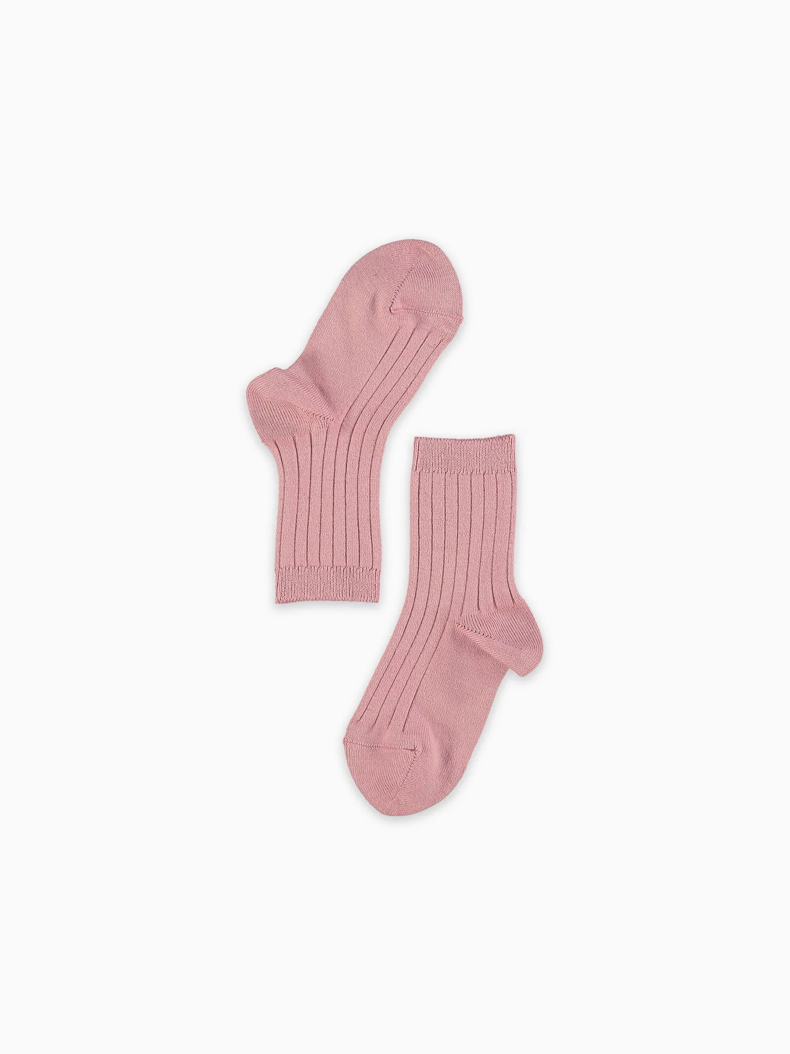 Dusty Pink Ribbed Short Girl Socks - Image 4