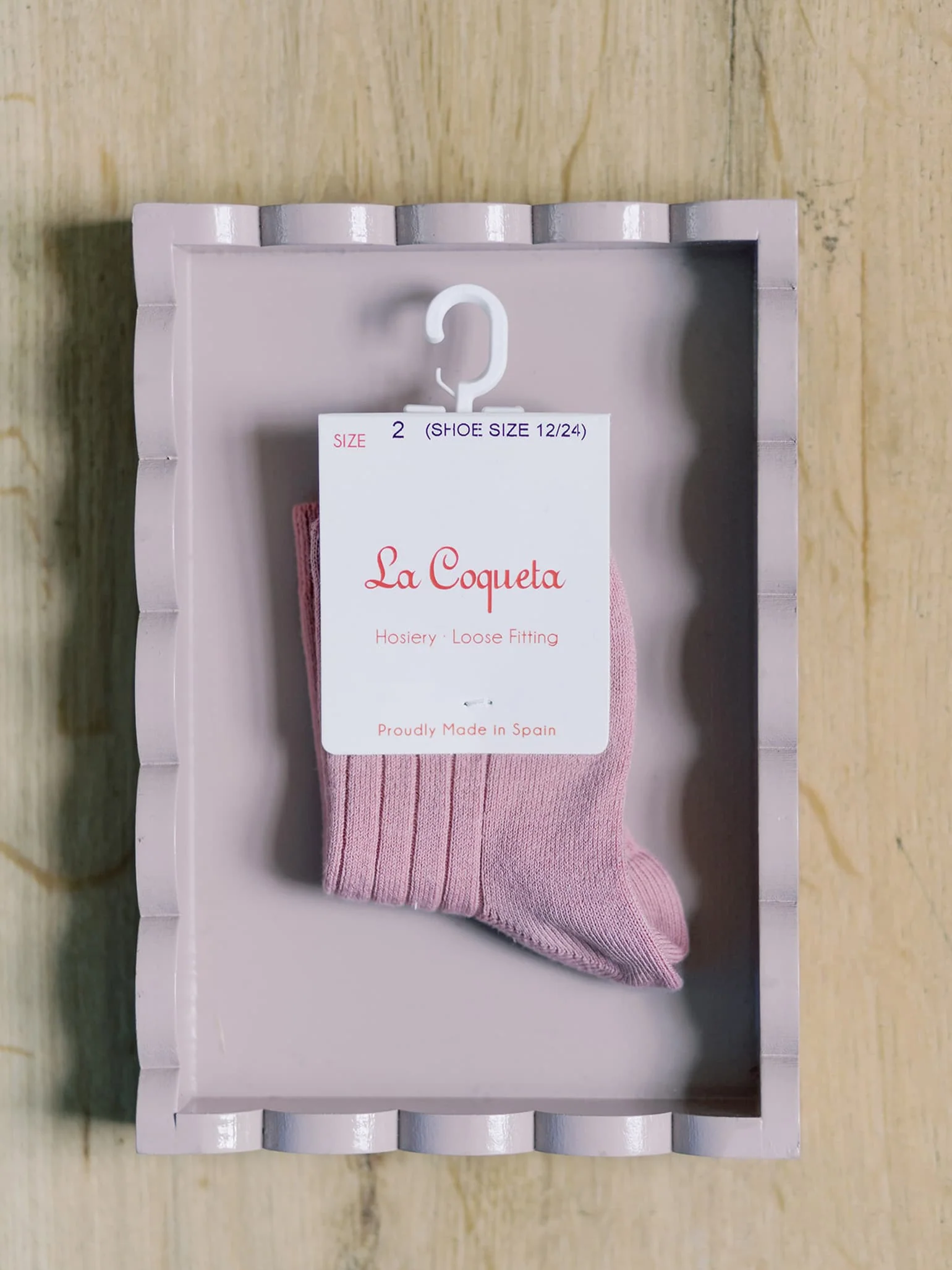 Dusty Pink Ribbed Short Girl Socks - Image 5