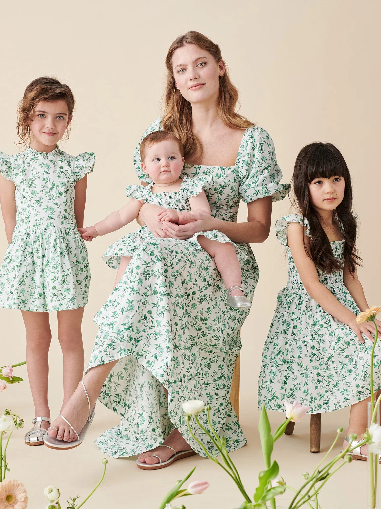 Hill House Home X La Coqueta Green Bird Floral Women Matilda Dress - Image 6