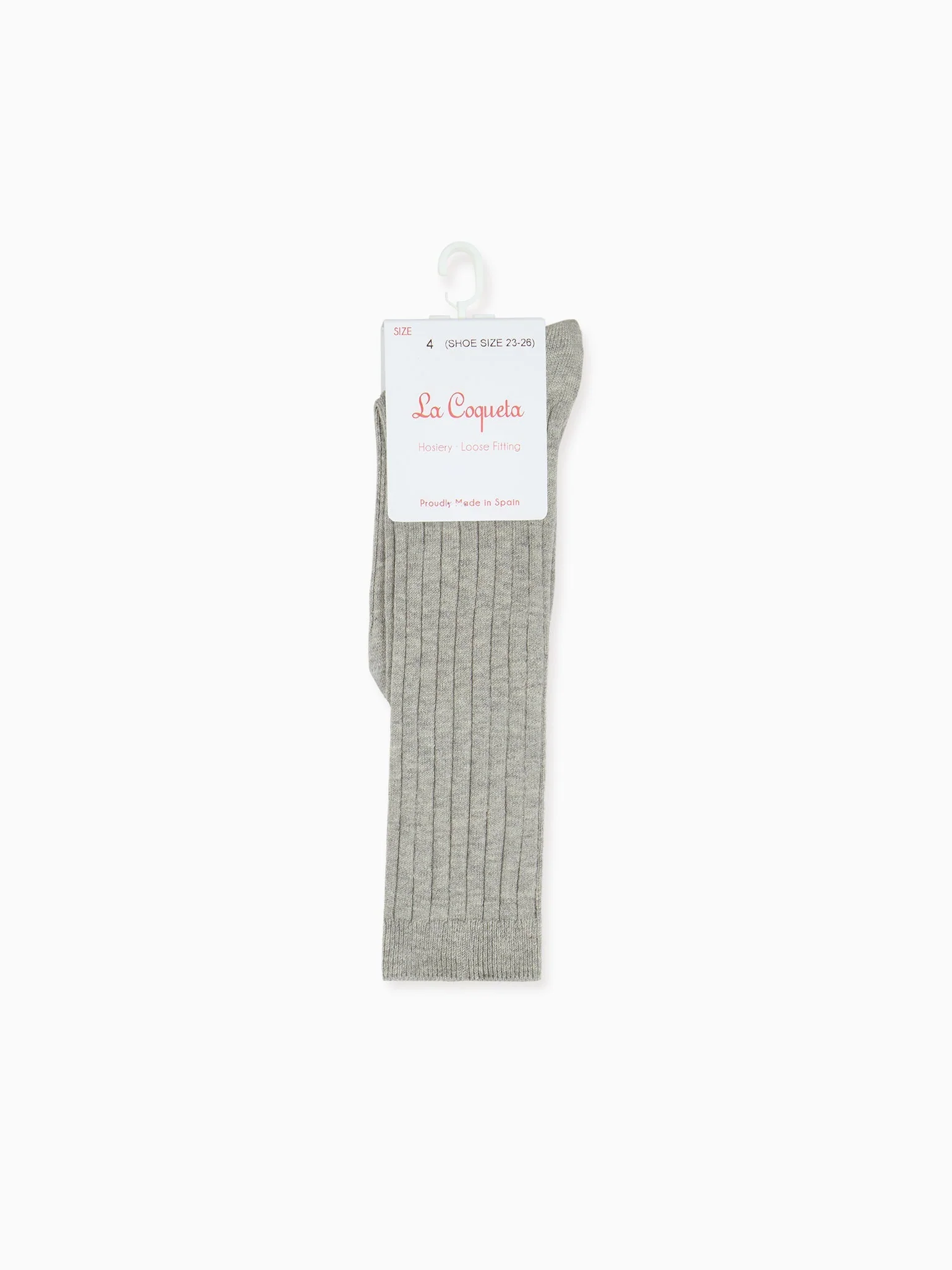 Light Grey Melange Ribbed Knee High Kids Socks - Image 4