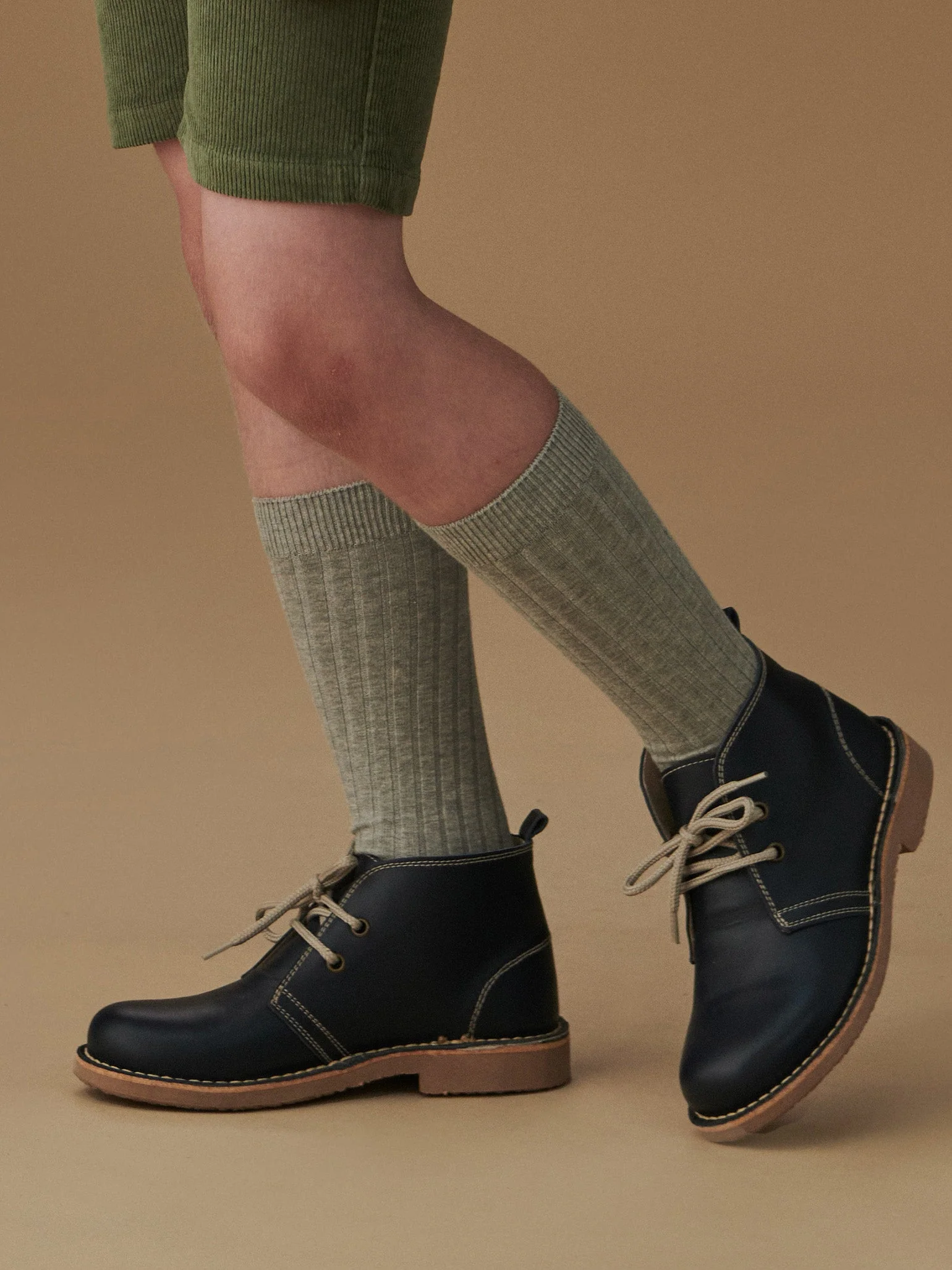 Light Grey Melange Ribbed Knee High Kids Socks - Image 6