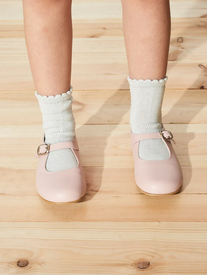 Light Pink Leather Girl Mary Jane Shoes - Image 3