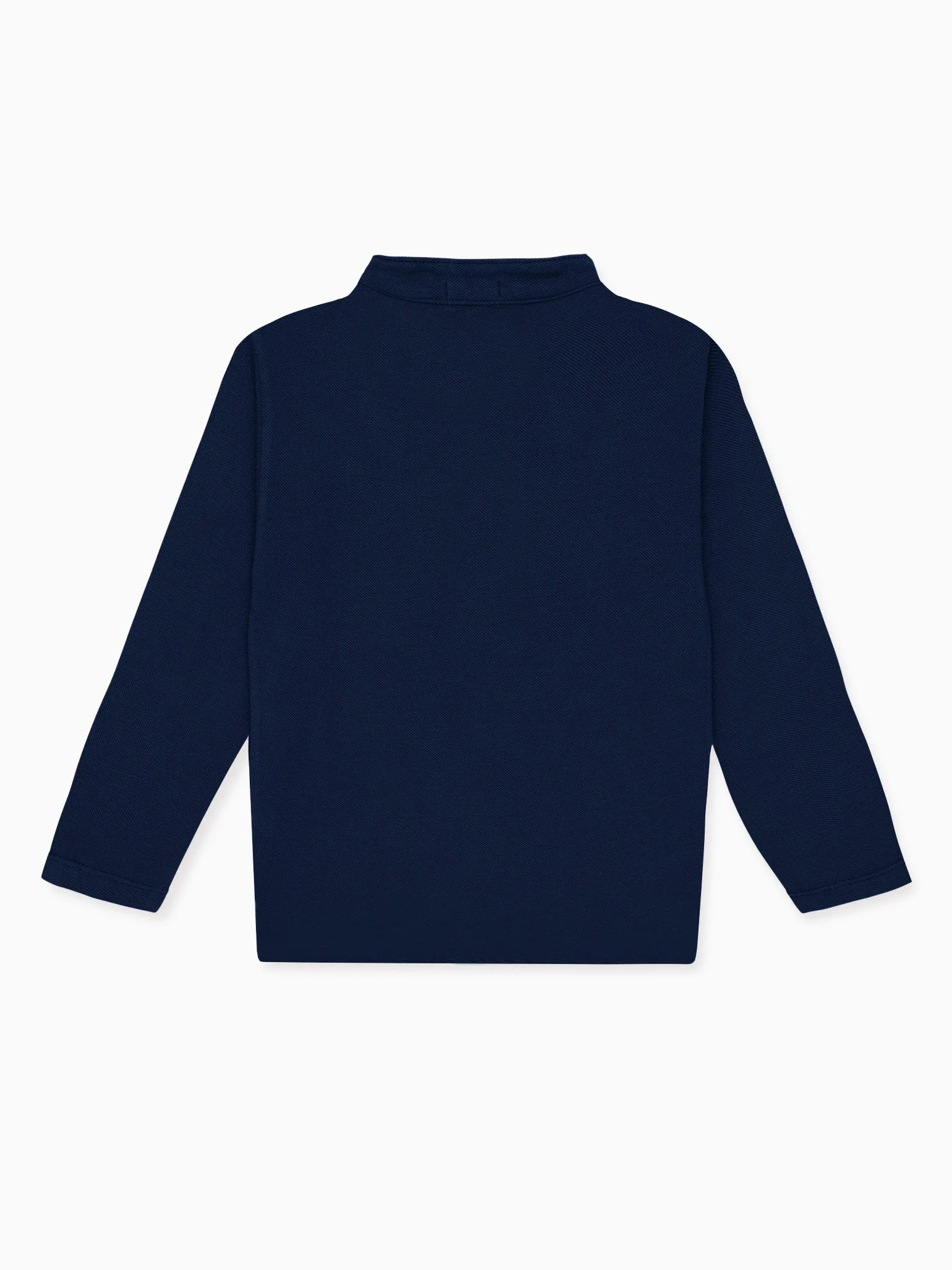 Navy Alcomo Long Sleeve Boy Polo Shirt - Image 5