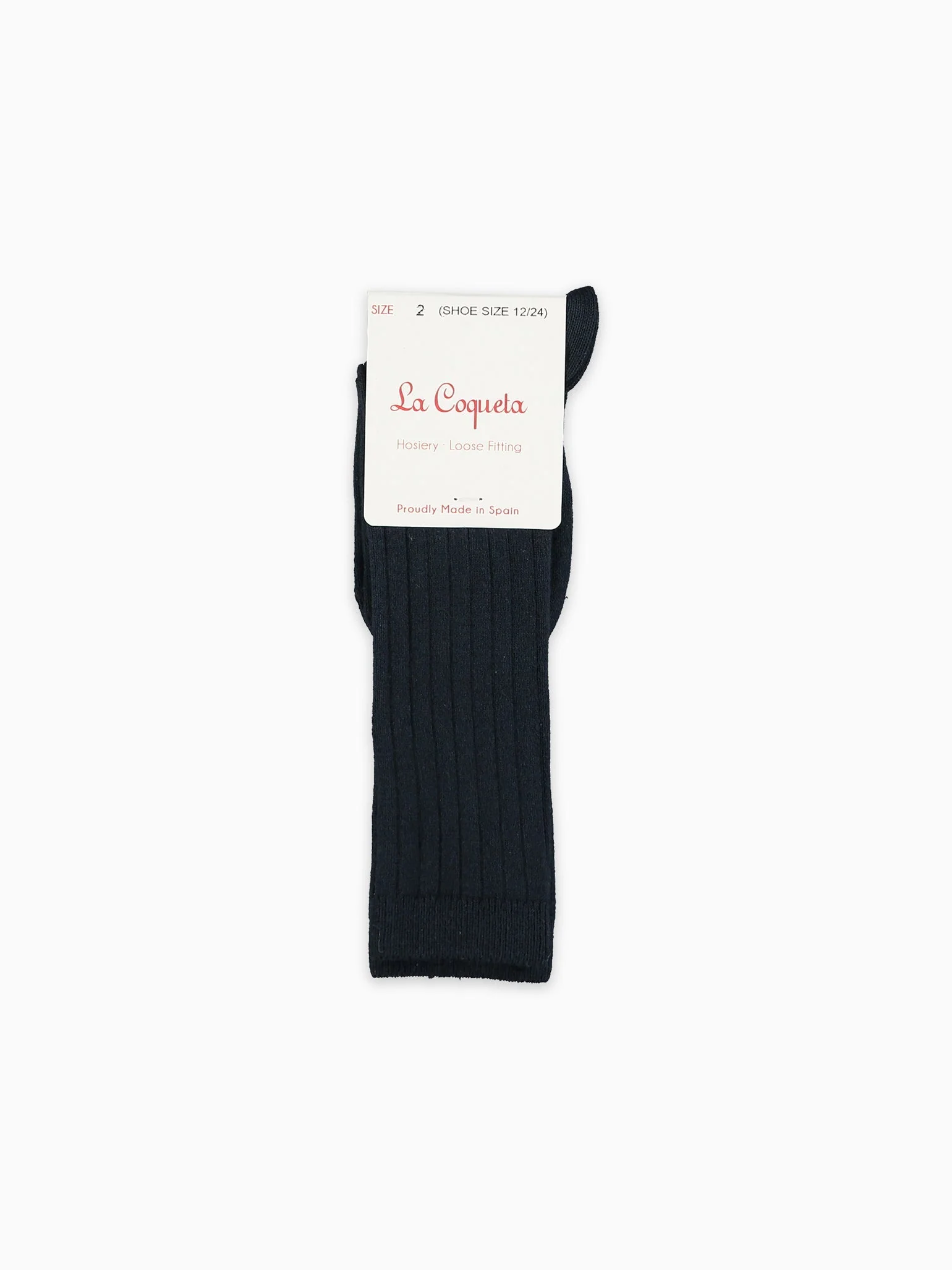 Navy Blue Ribbed Knee High Kids Socks - Image 4