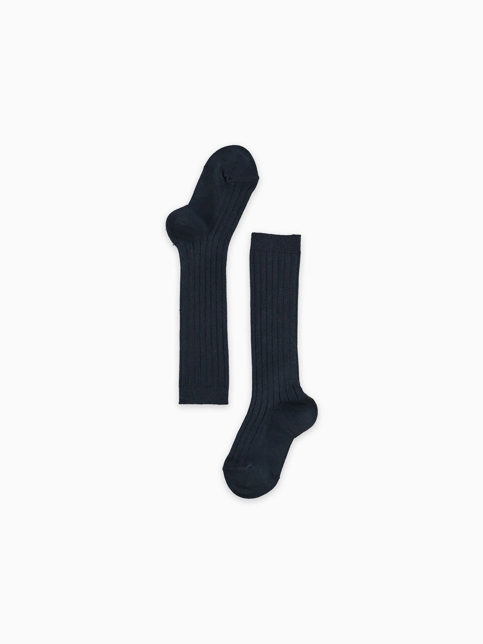 Navy Blue Ribbed Knee High Kids Socks - Image 5