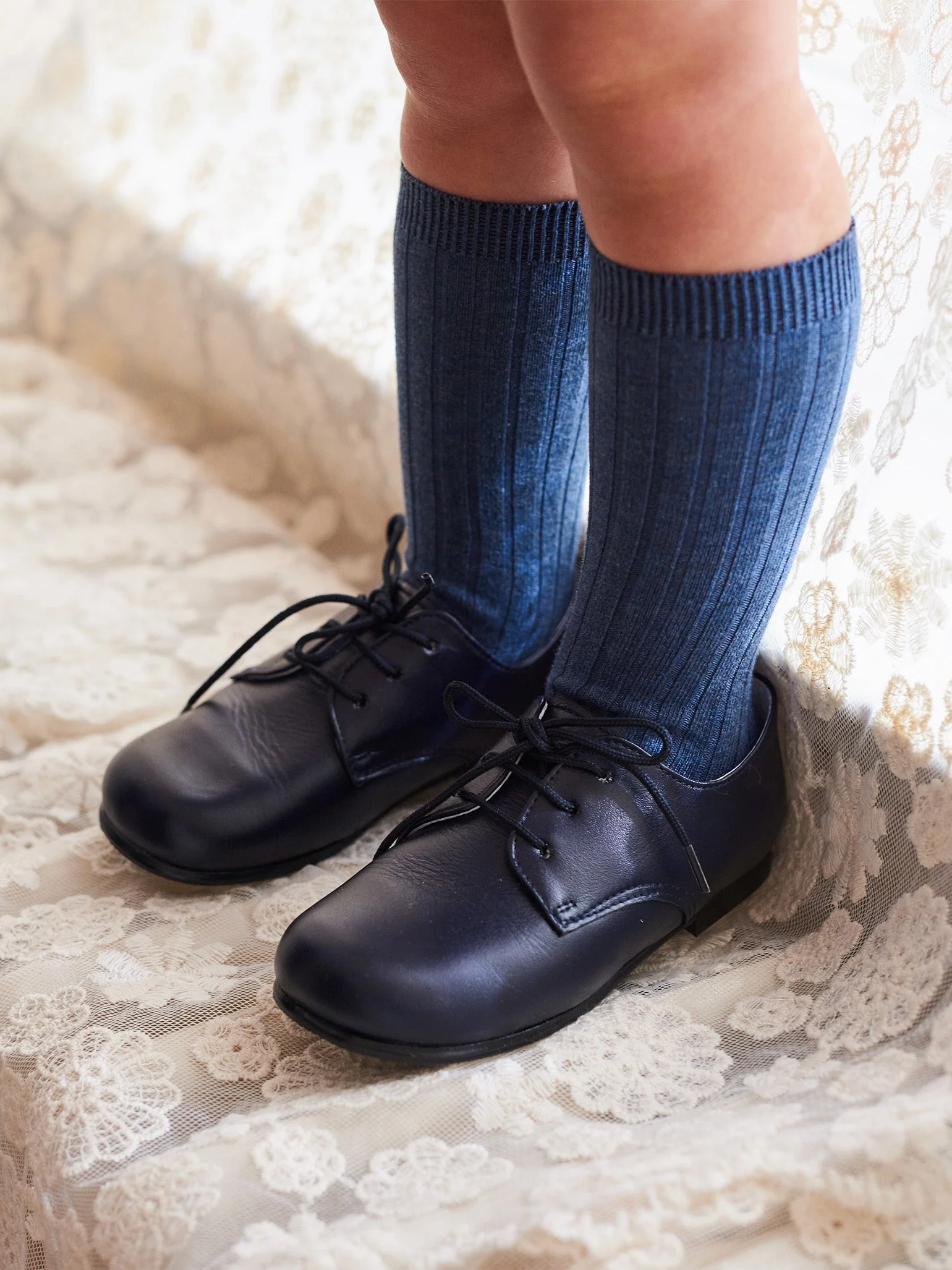 Navy Leather Toddler Inglesito Ceremony Shoes - Image 6