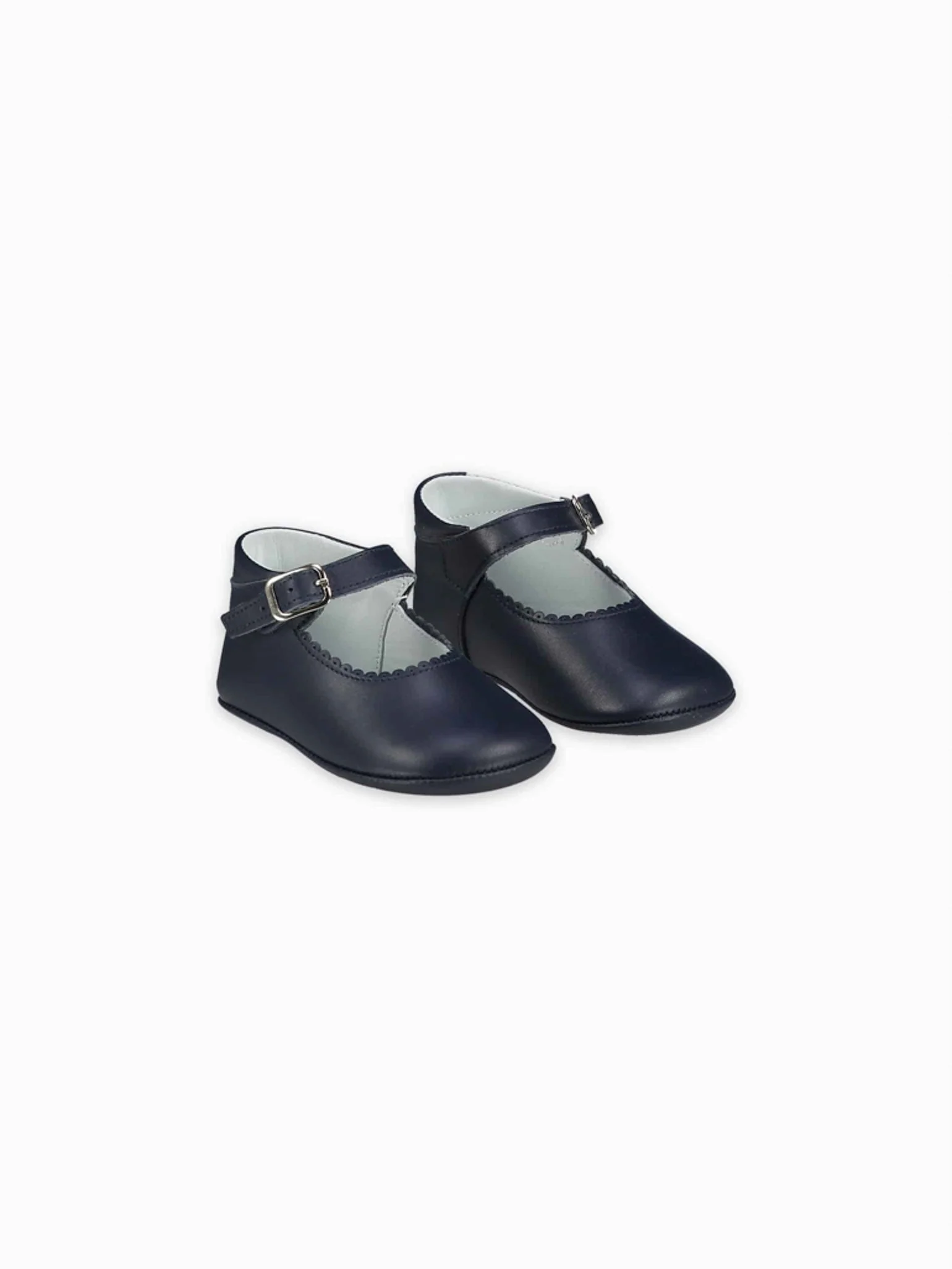 Navy Leather Baby Mary Jane Shoes - Image 5