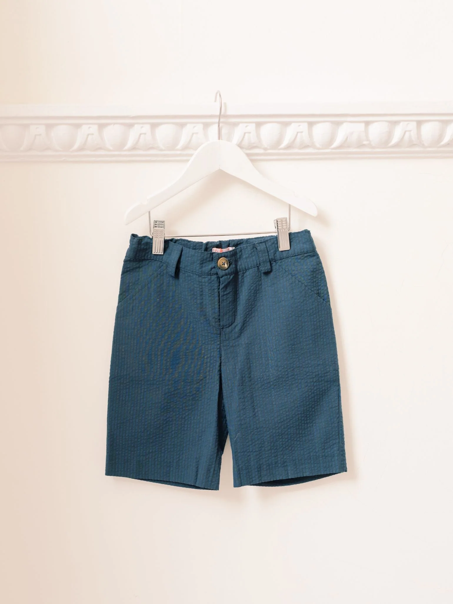 Navy Seersucker Bocusi Boy Chino Shorts - Image 3