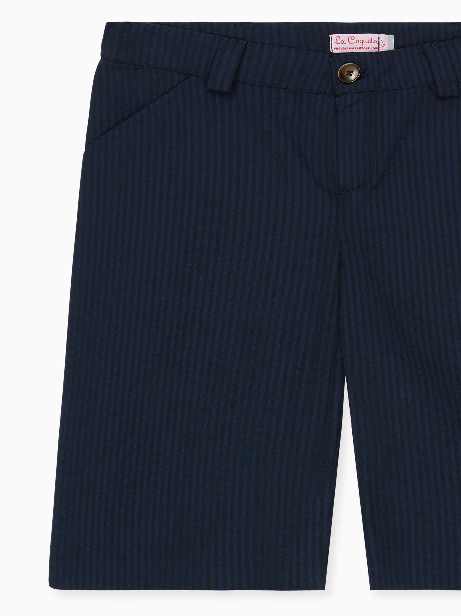 Navy Seersucker Bocusi Boy Chino Shorts - Image 4
