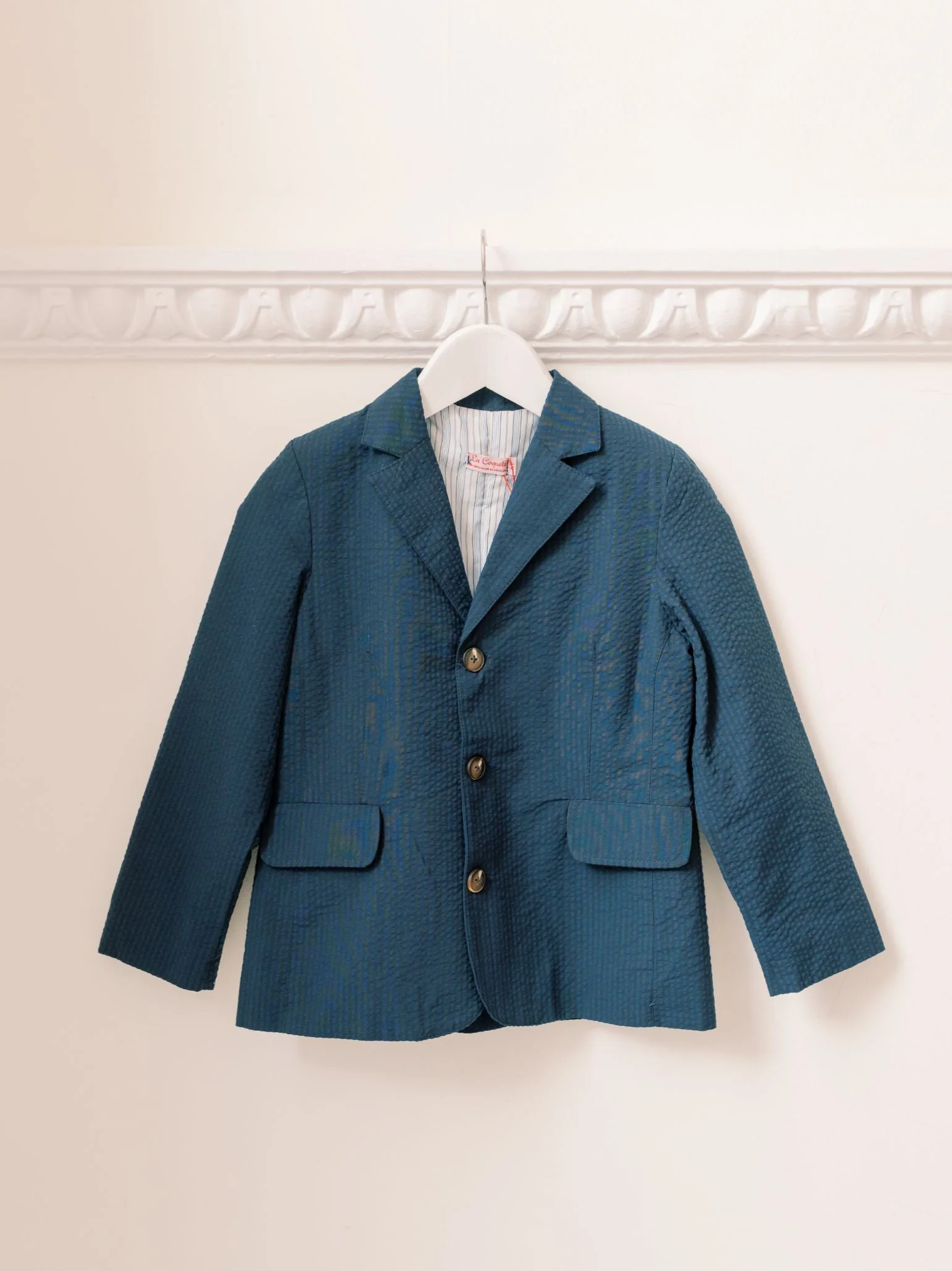 Navy Seersucker Sybil Boy Jacket - Image 6