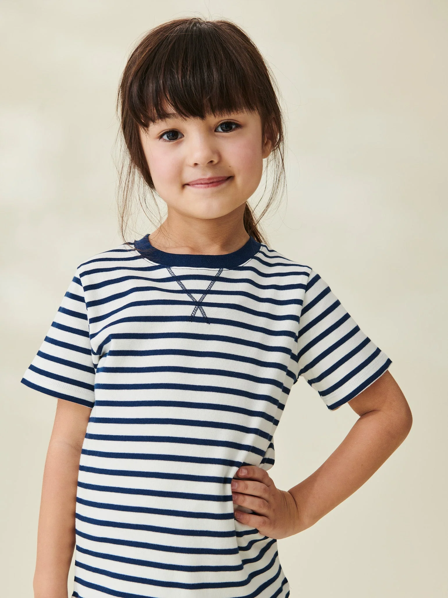 Navy Stripe Arturo Kids Cotton T-Shirt - Image 3