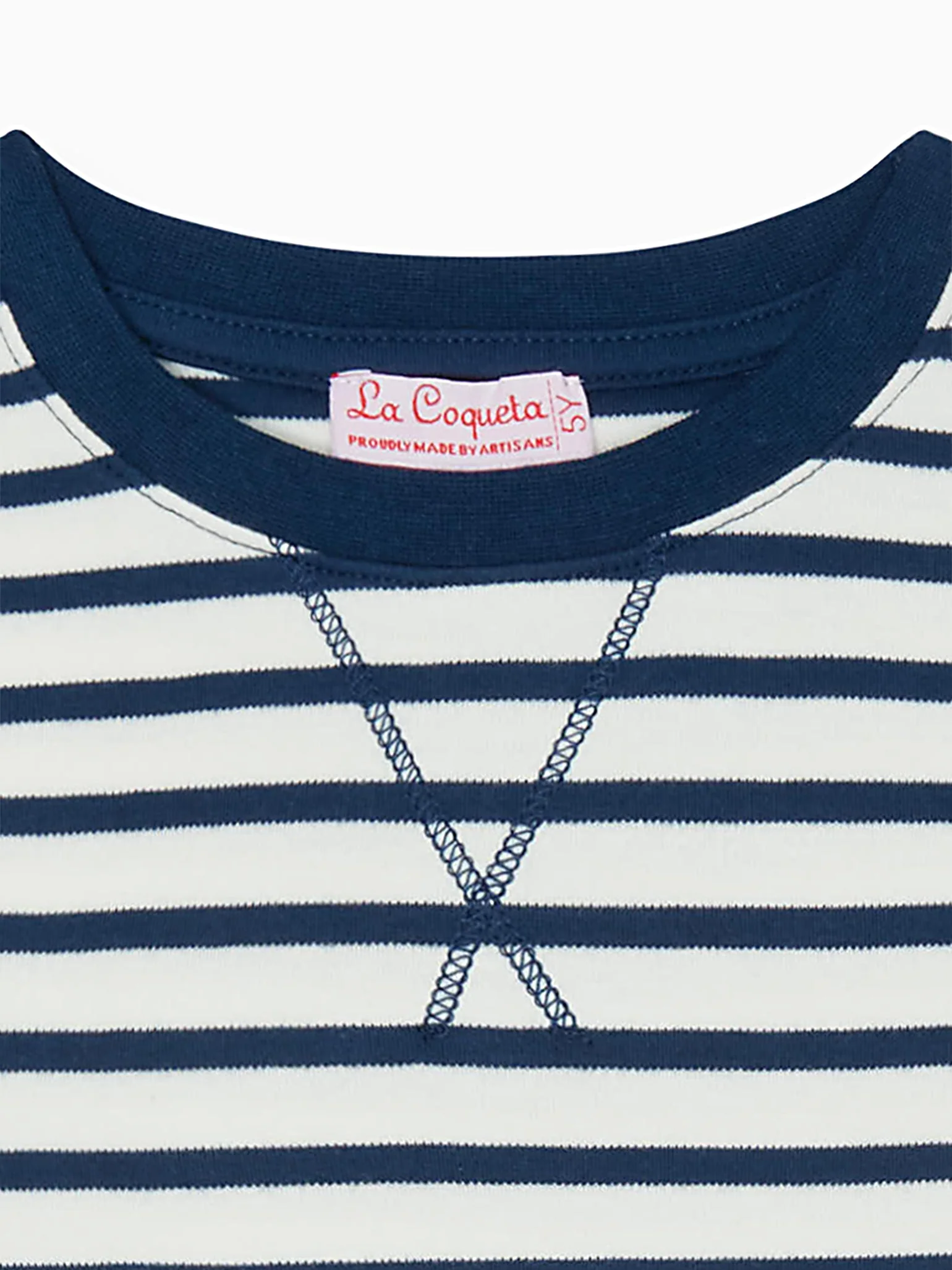 Navy Stripe Arturo Kids Cotton T-Shirt - Image 4