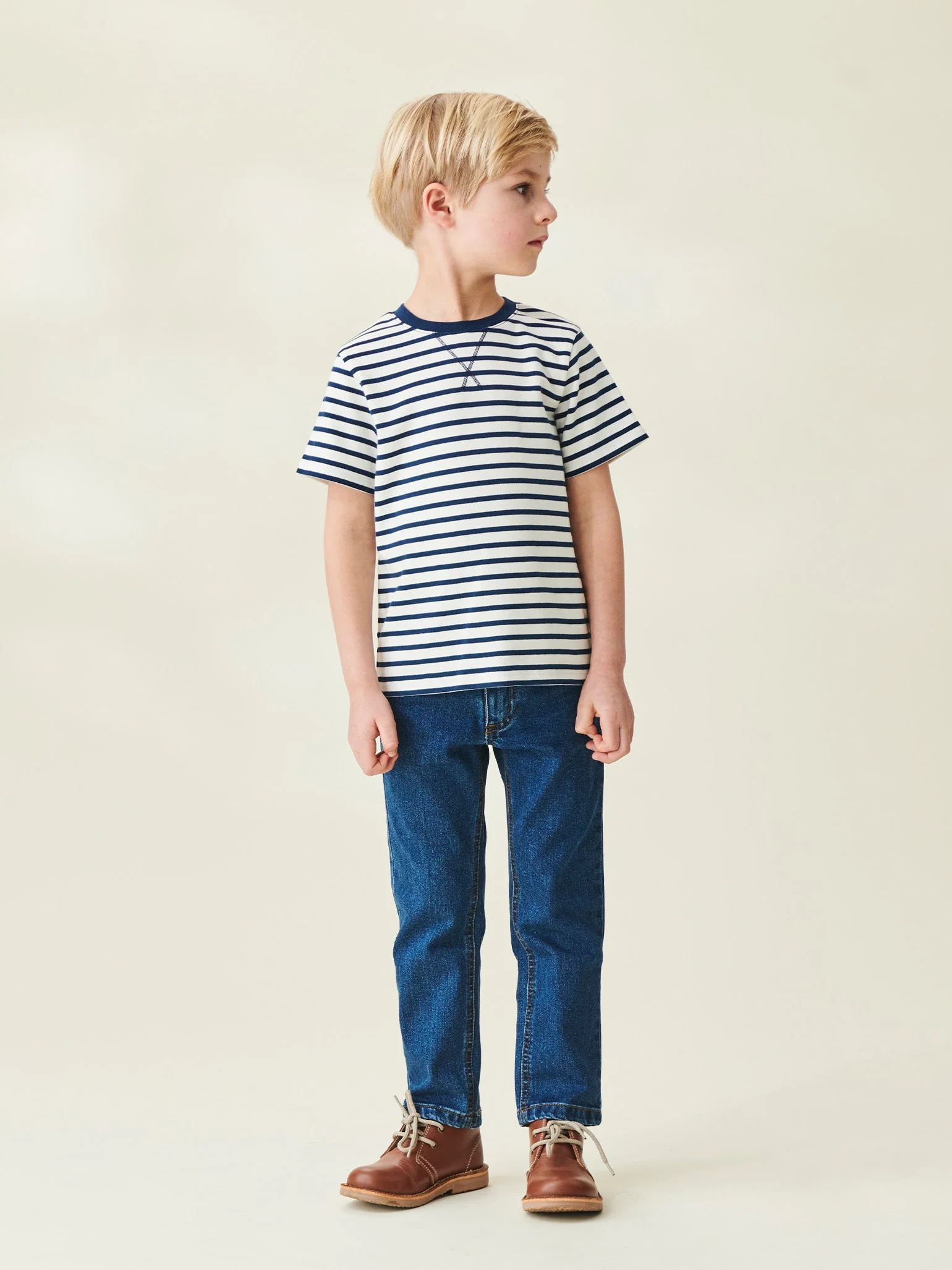 Navy Stripe Arturo Kids Cotton T-Shirt - Image 6