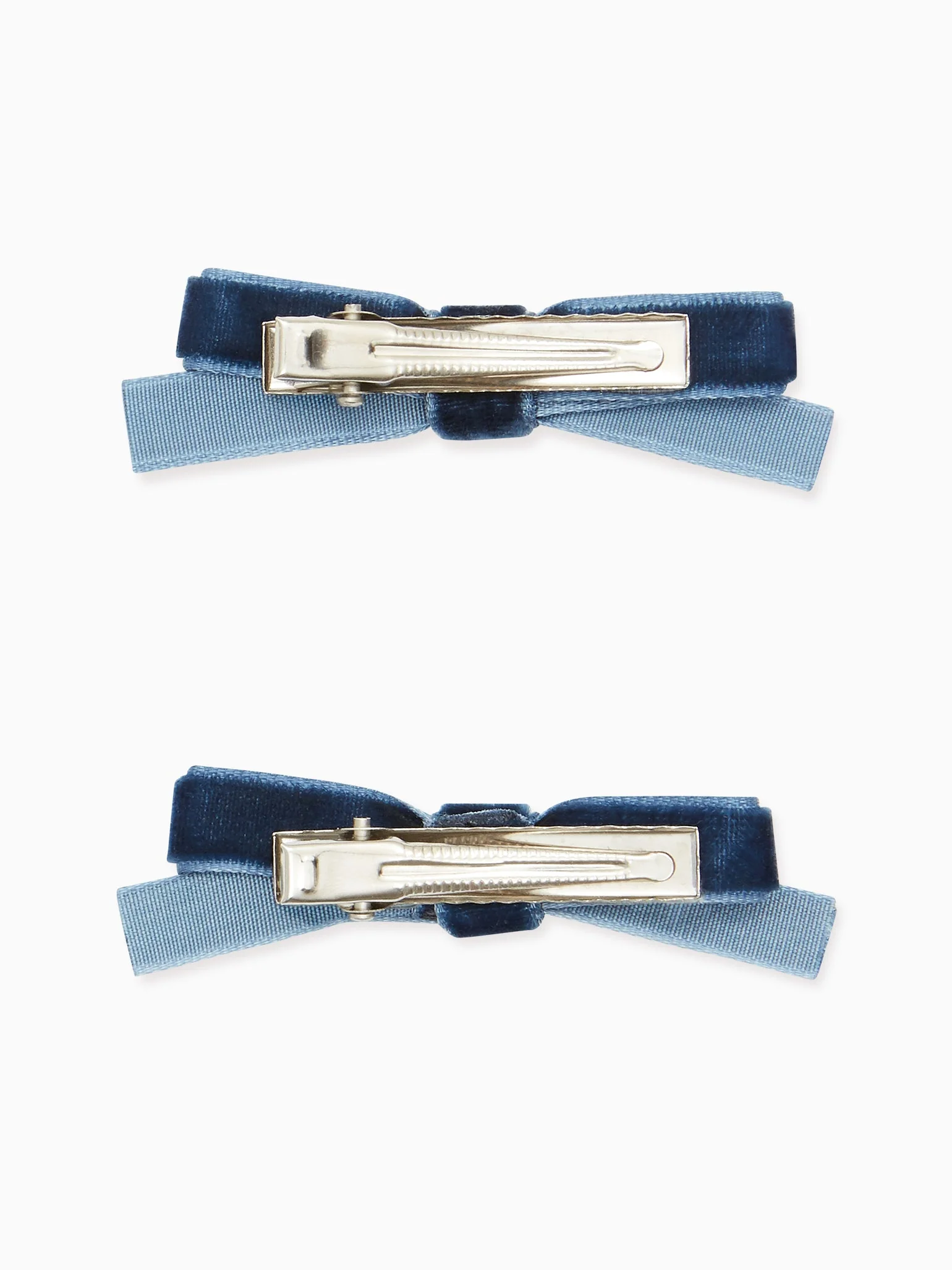 Navy Small Bow Velvet Girl Clips Set 2 - Image 5