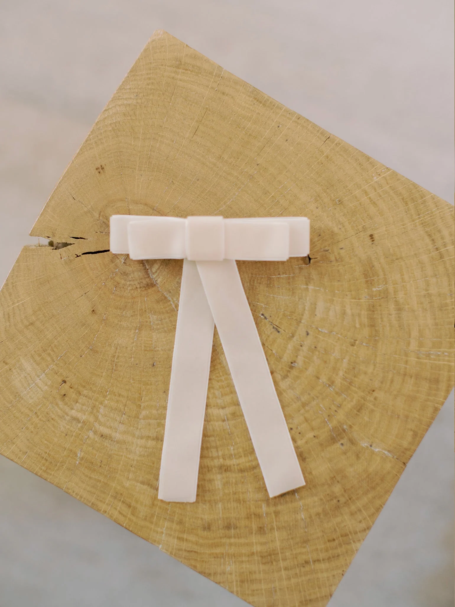 Off White Velvet Ribbon Girl Bow - Image 3