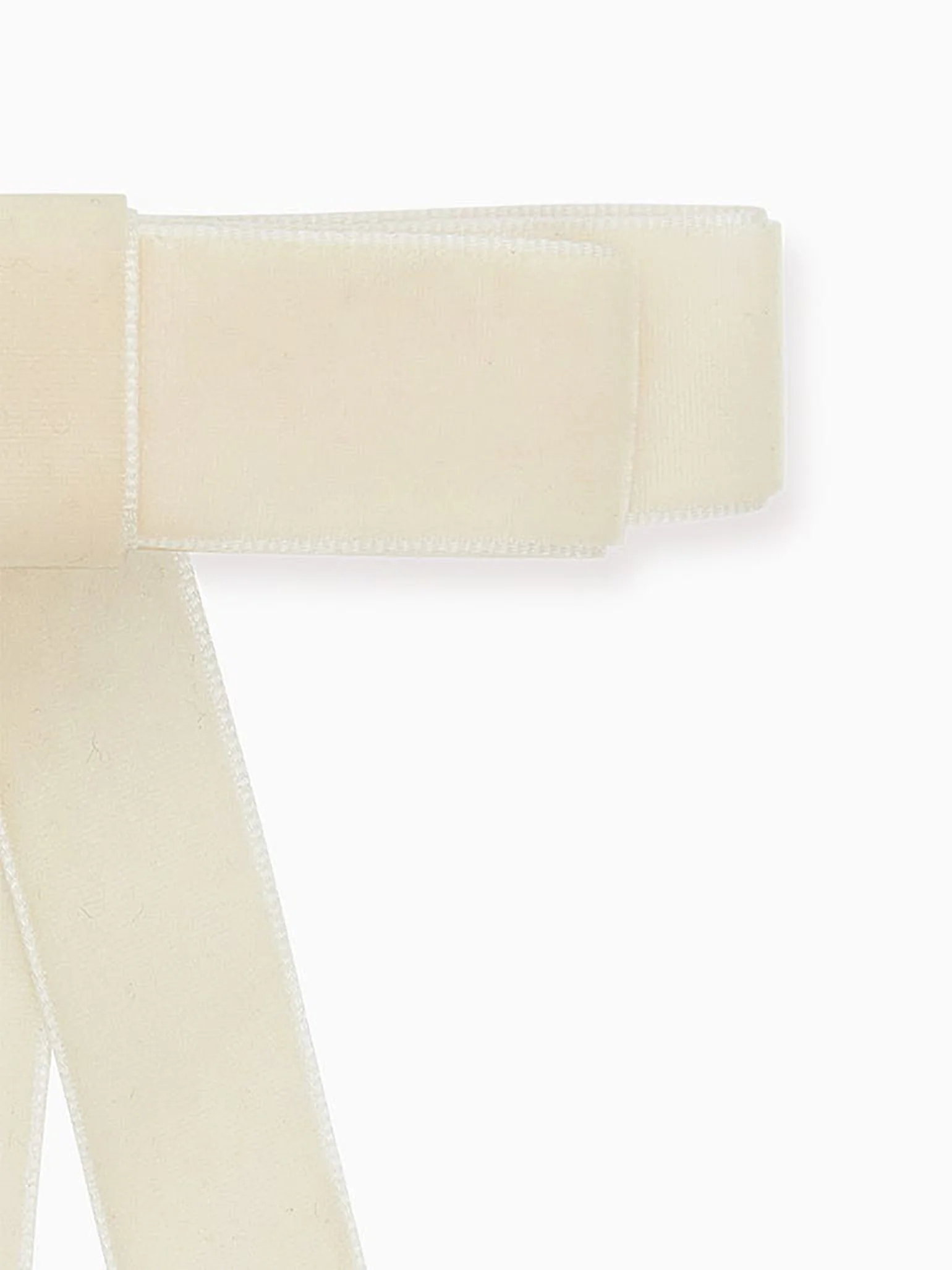 Off White Velvet Ribbon Girl Bow - Image 4