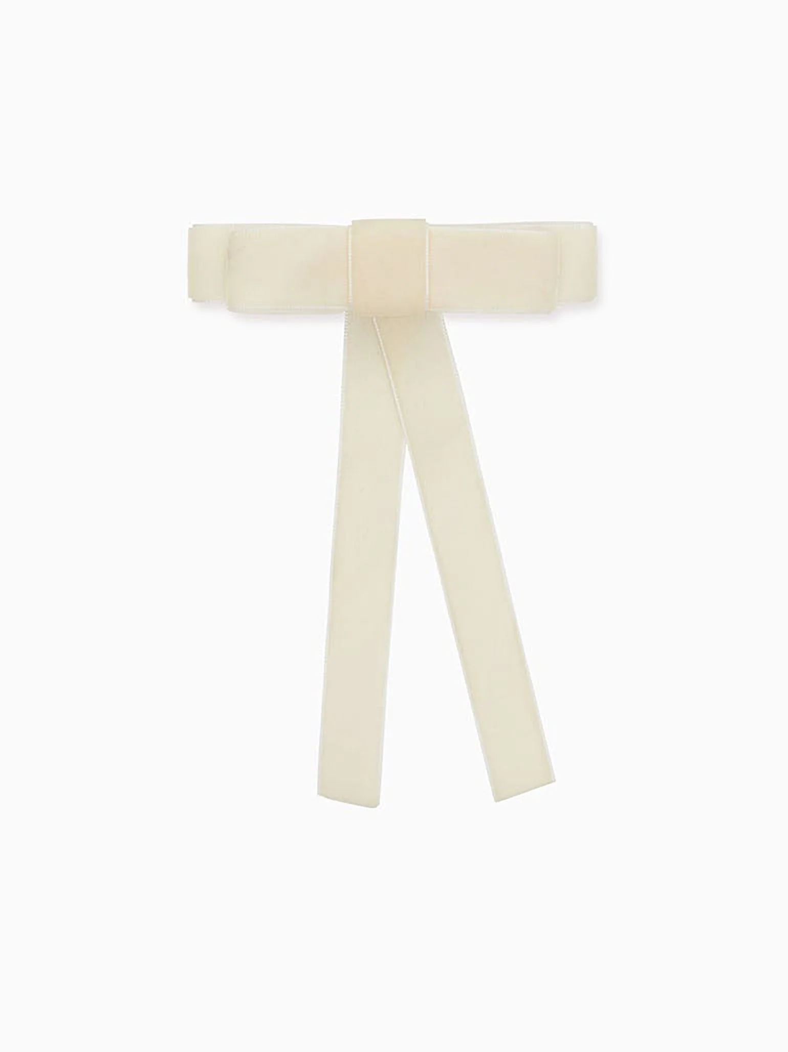 Off White Velvet Ribbon Girl Bow - Image 6