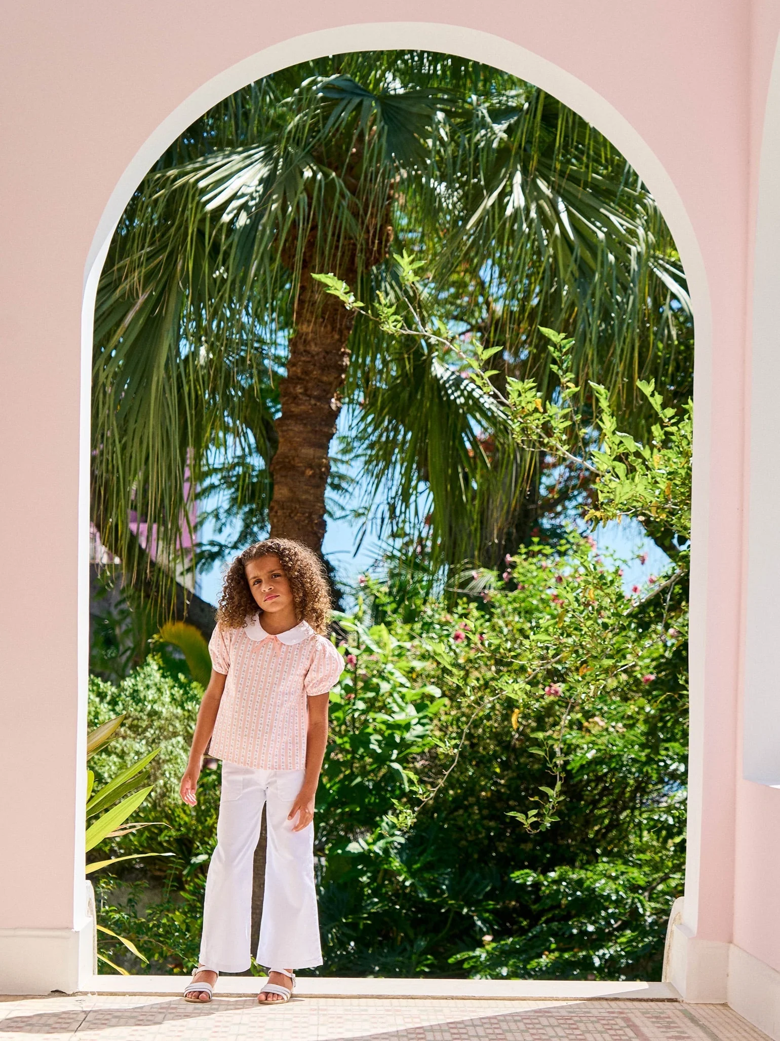 Pink Floral Stripe Anabelle Girl Top - Image 3