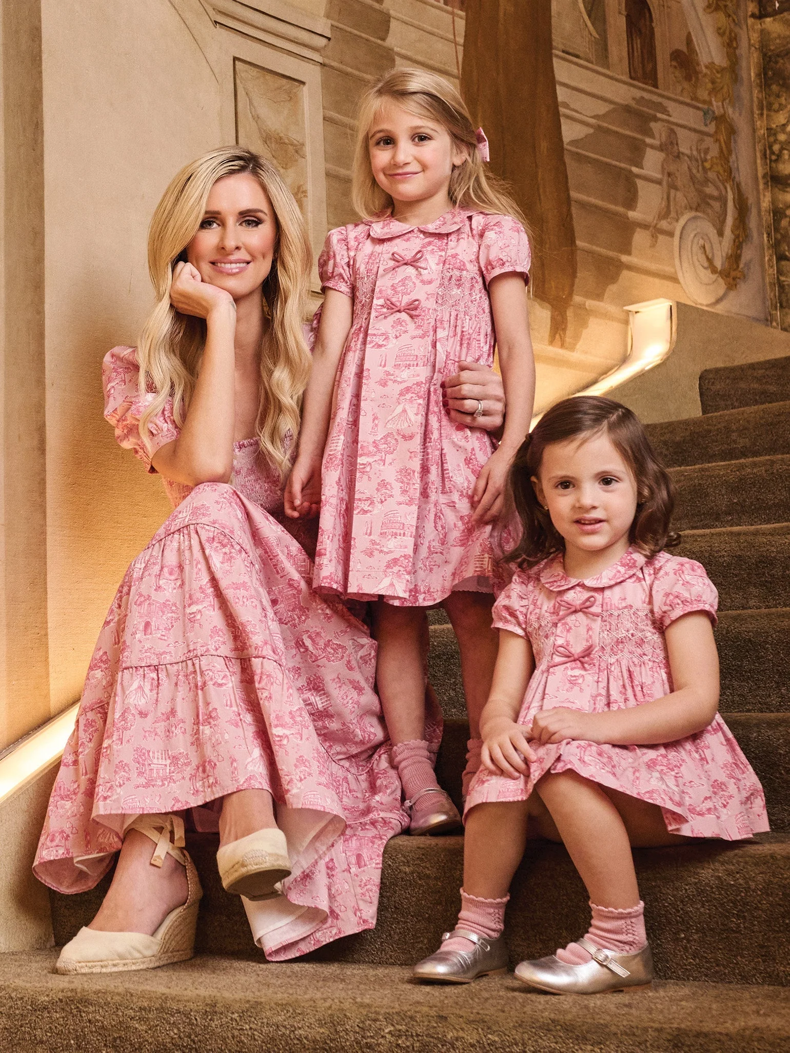 Nicky Hilton x La Coqueta Pink Toile de Jouy London Women Long Dress - Image 6