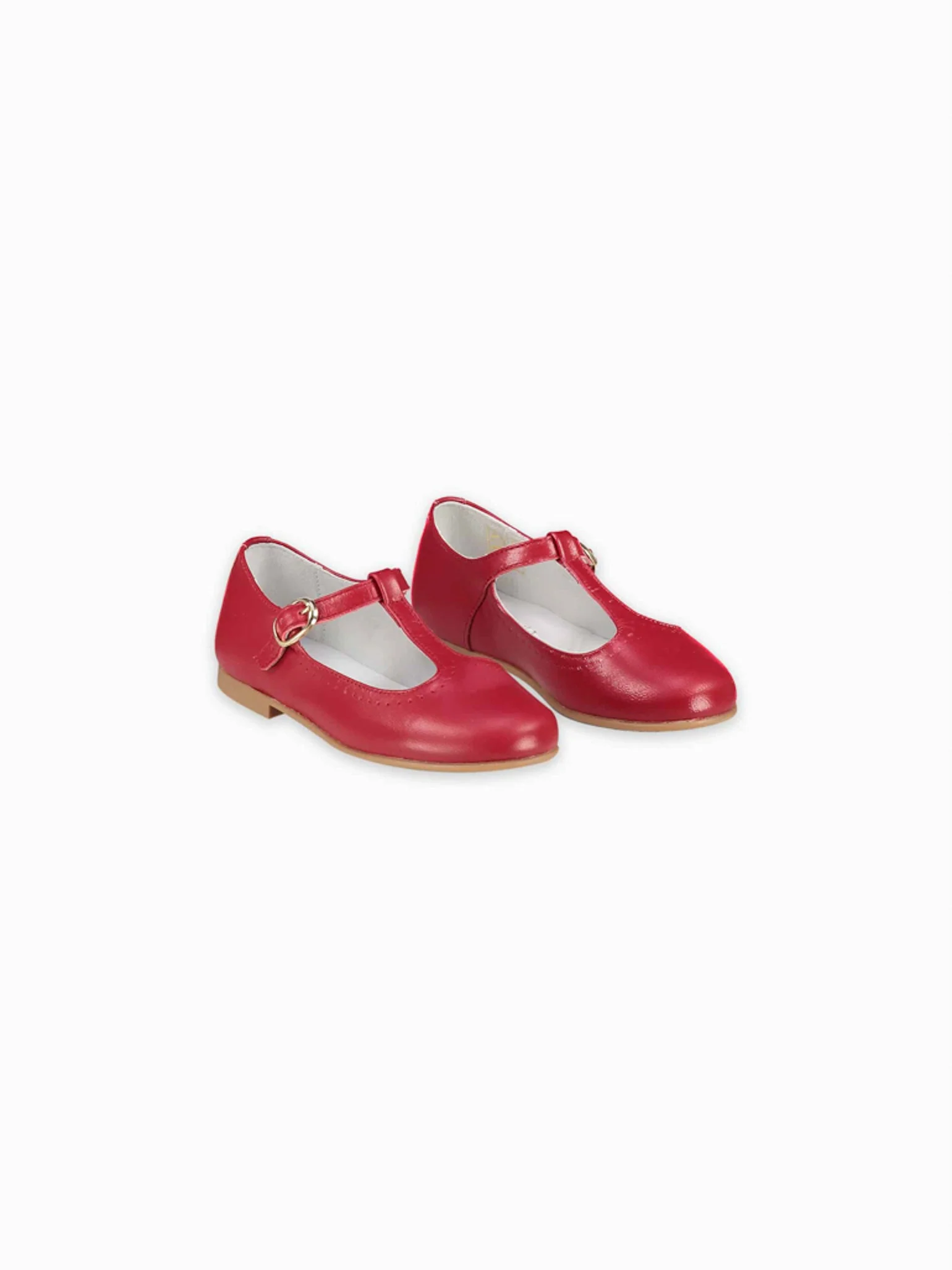 Red Leather Girl T-Bar Shoes - Image 4