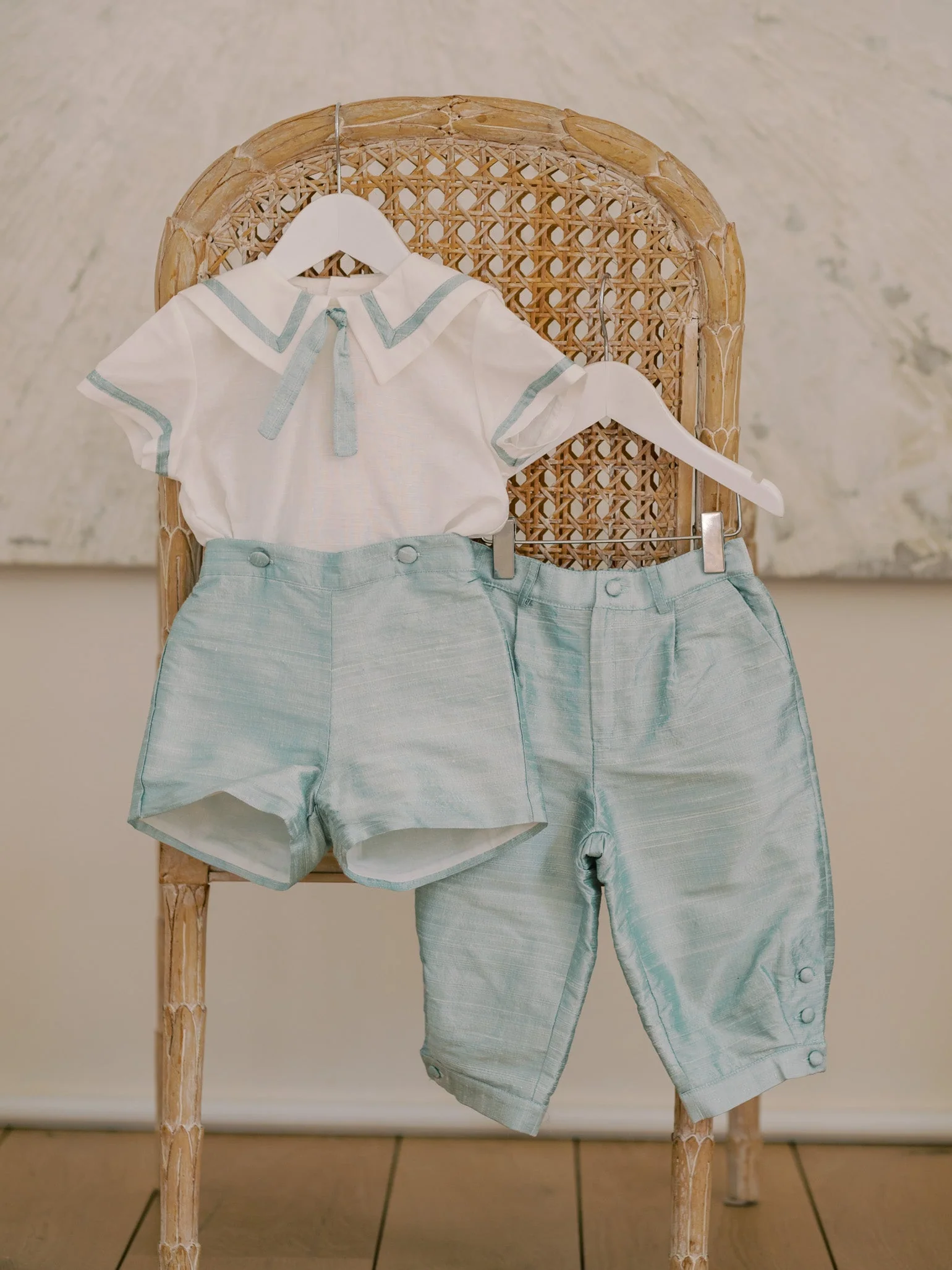 Sage Green Lirio Ceremony Silk Baby Boy Set - Image 6