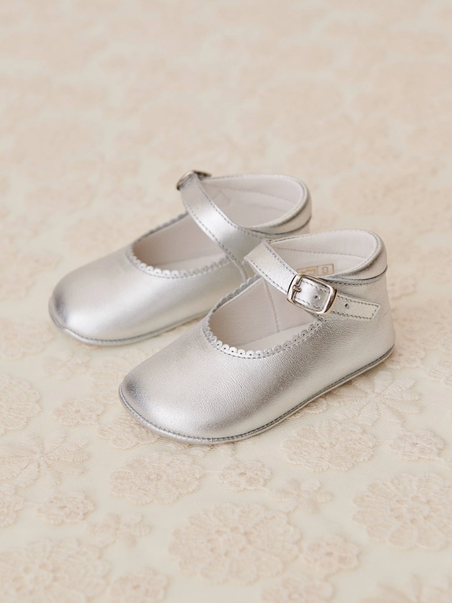 Silver Leather Baby Mary Jane Shoes - Image 3