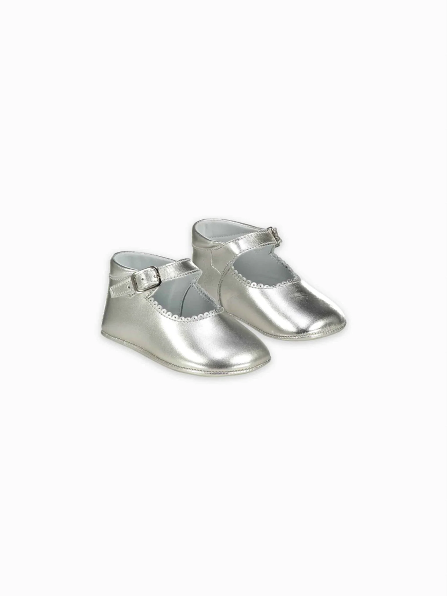 Silver Leather Baby Mary Jane Shoes - Image 5
