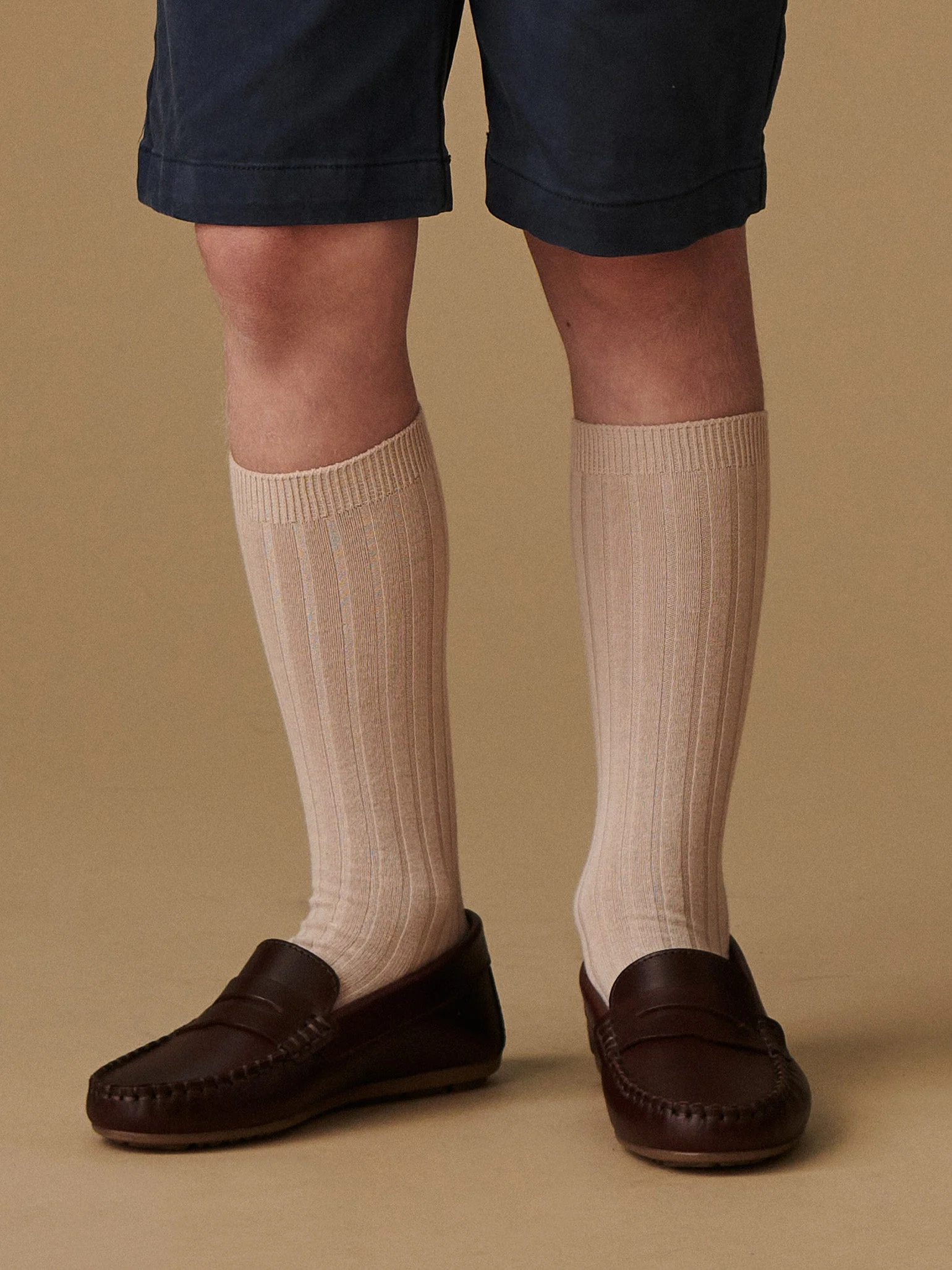 Stone Ribbed Knee High Kids Socks - Image 3