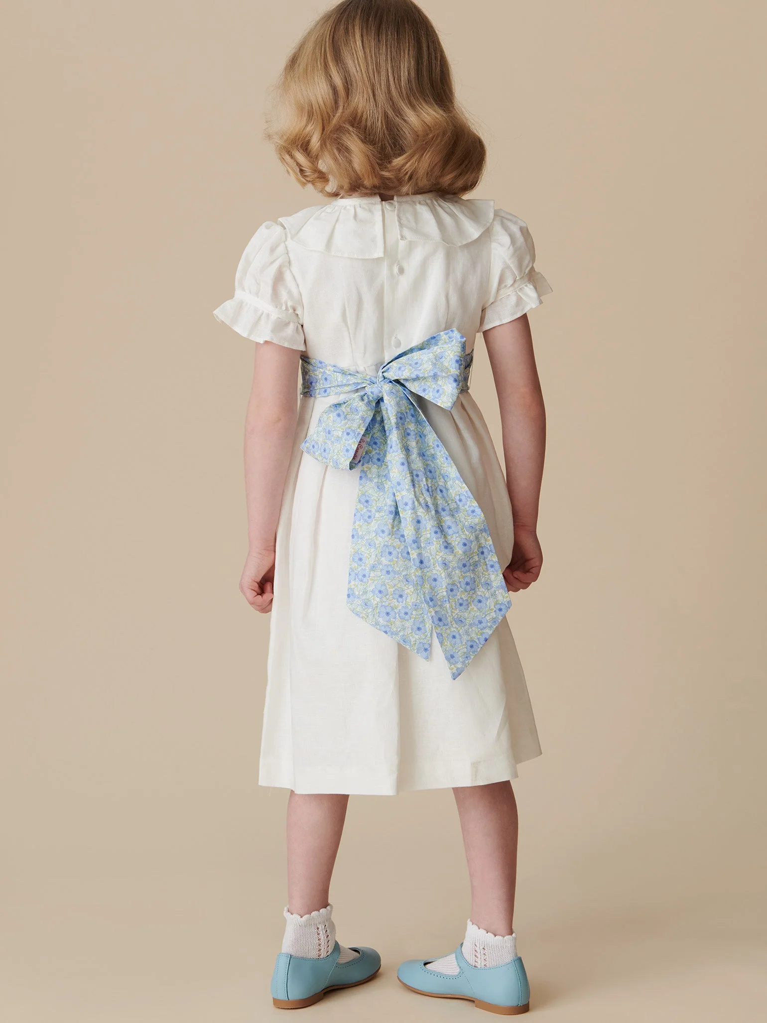 White Vega Floral Long Ceremony Girl Dress - Image 3